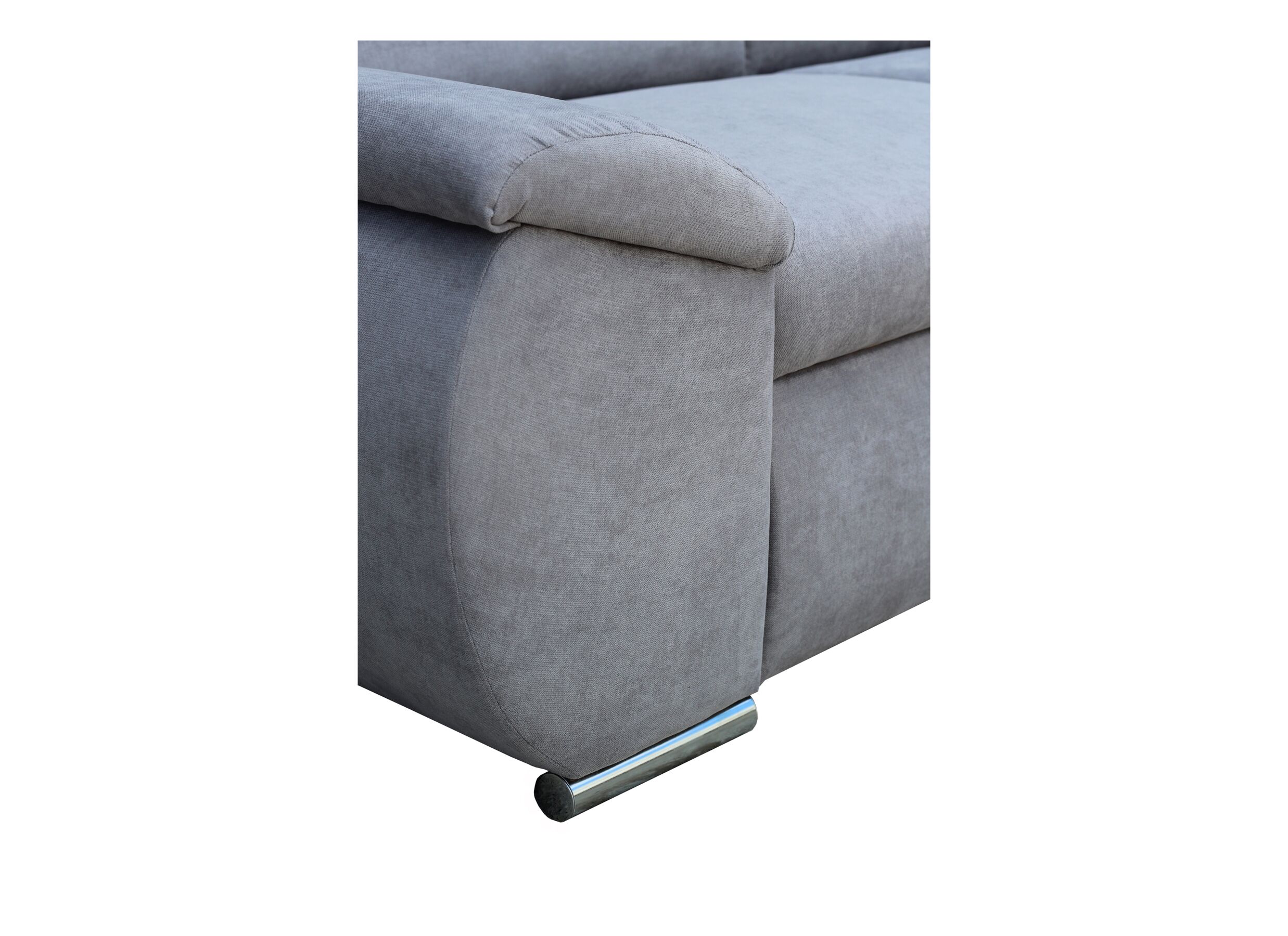 Canapé d'angle Caro 272x197cm - tissu - gris moyen avec fonction de lit et rangement