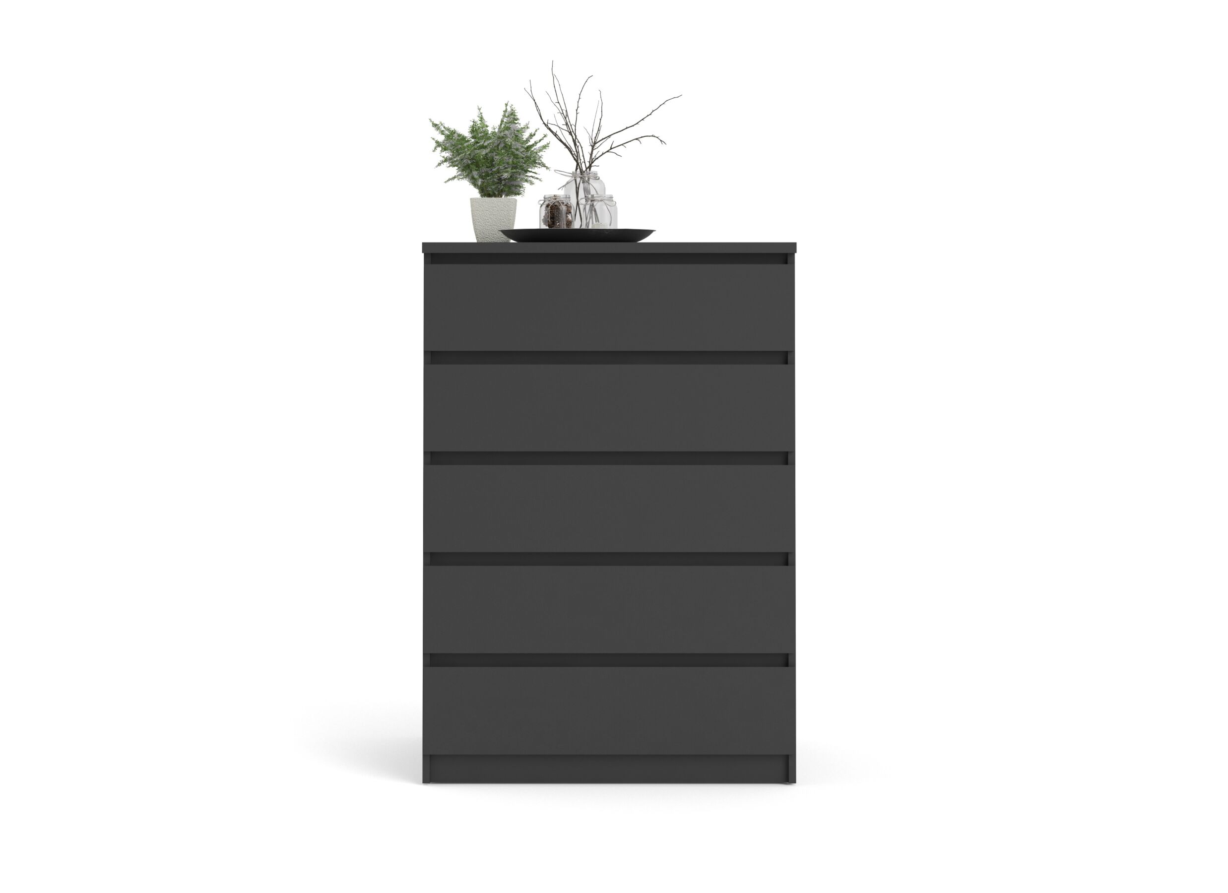 Commode Naia 77x50x112cm - mélamine - noir mat