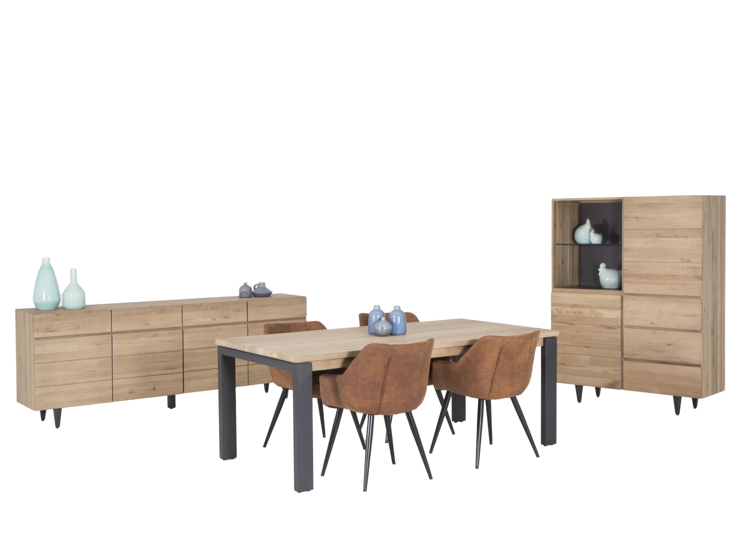 Meuble Bar Palacio 125cm - chêne massif/décor - naturel