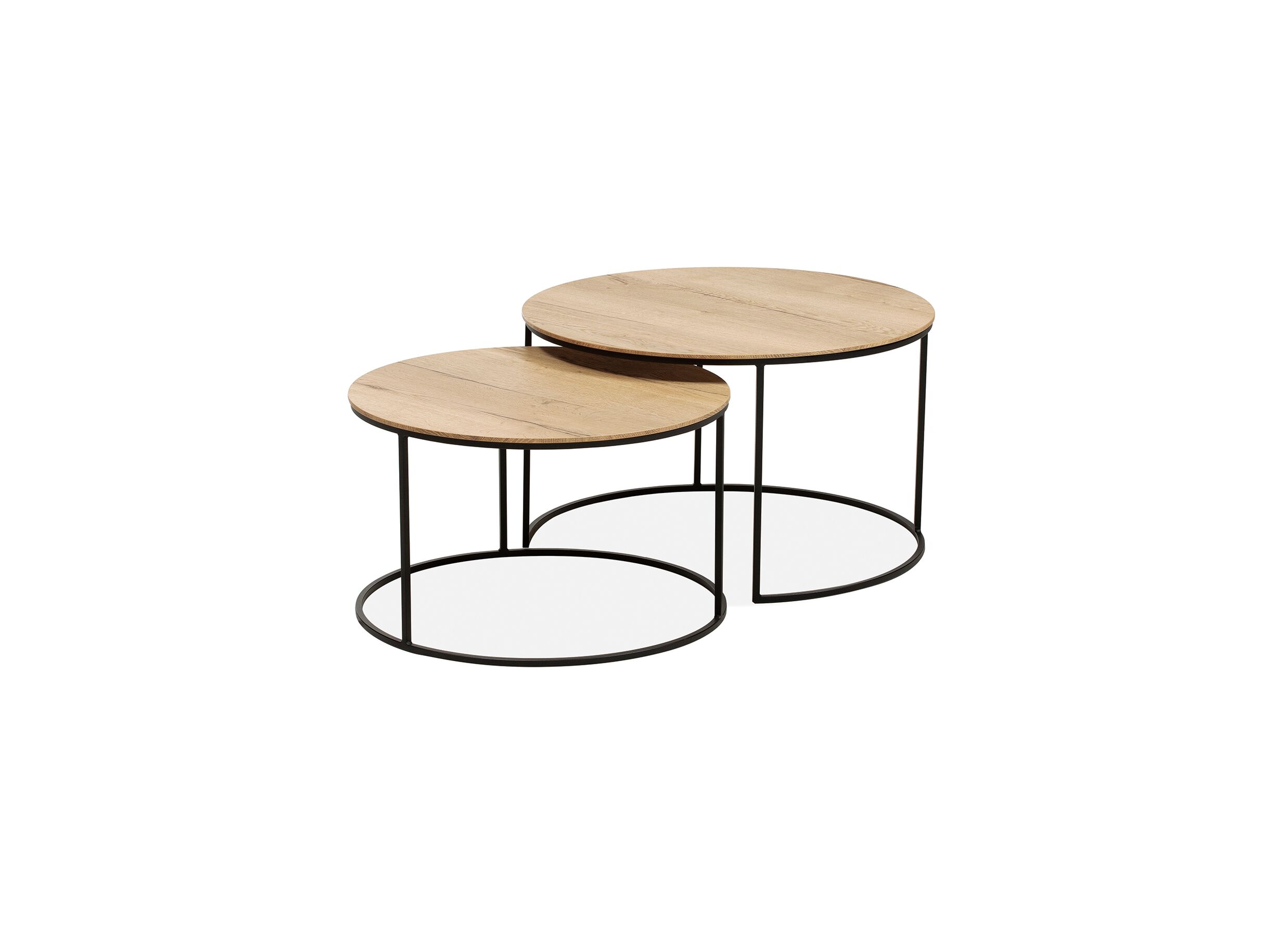 Table basse Windsor ronde brun lot de 2 - Table basse Windsor Ø65cm/Ø75cm - lamulux - naturel lot de 2