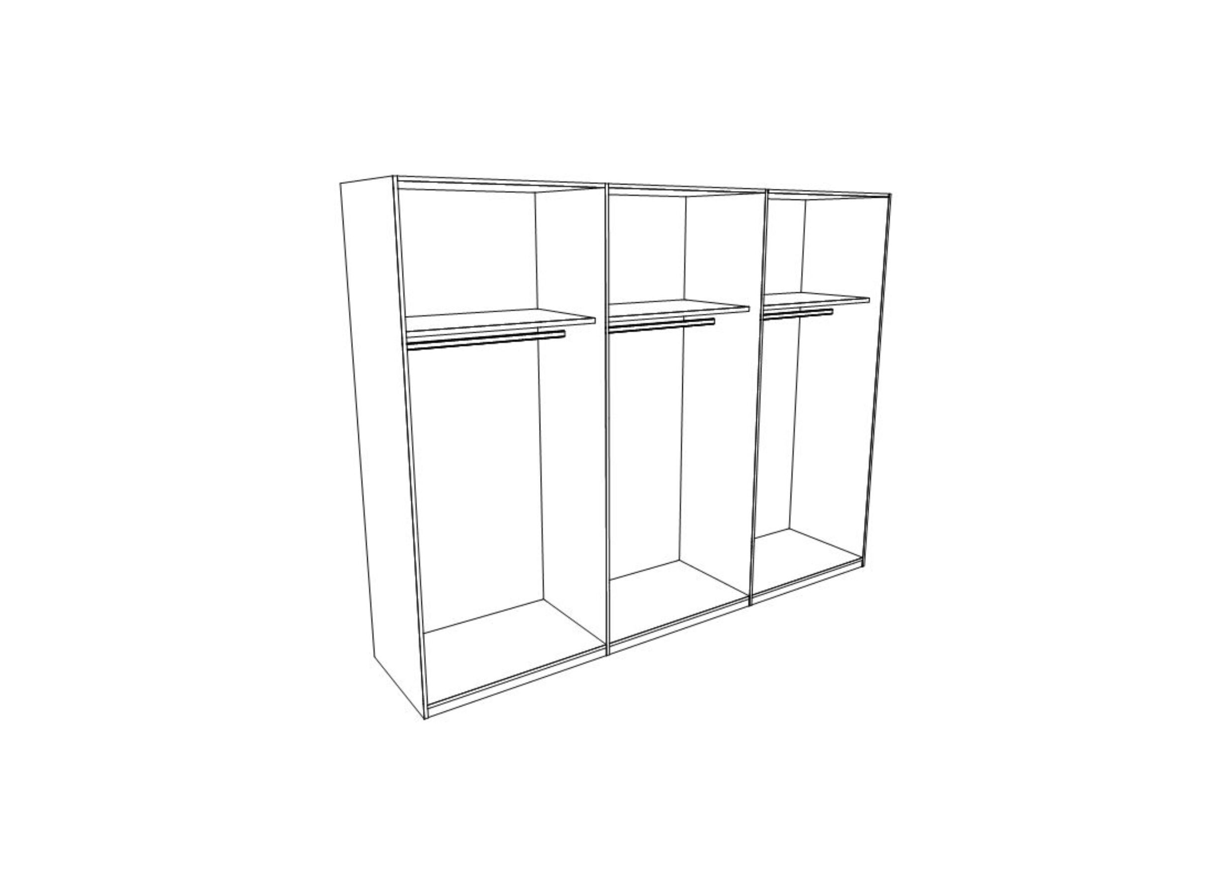 Armoire à portes coulissantes 271cm - décor - gris metallic