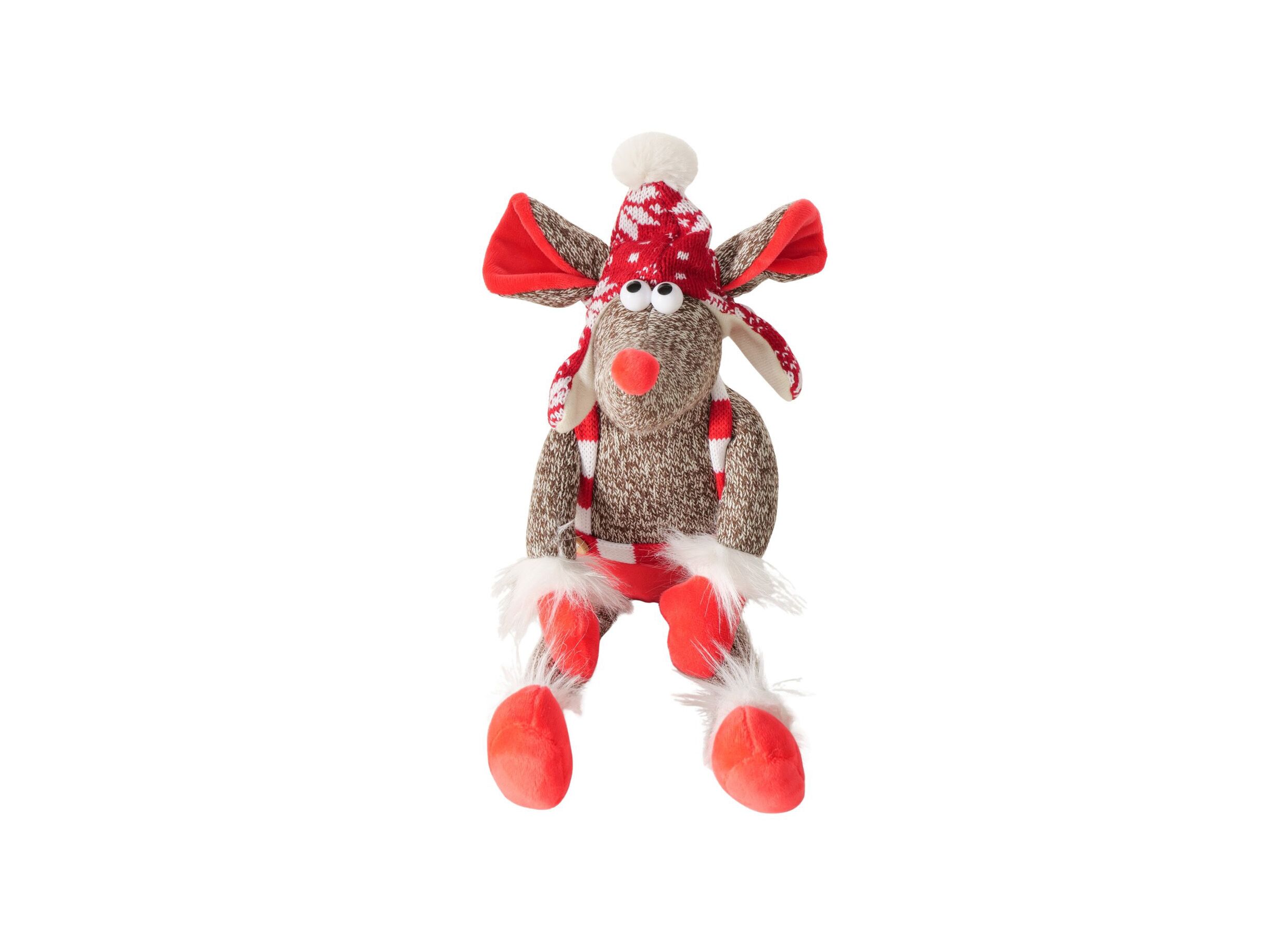 Kerstdecoratie Knuffel Gizmo Muis H28cm - Décoration de Noël Peluche Gizmo Souris H28cm