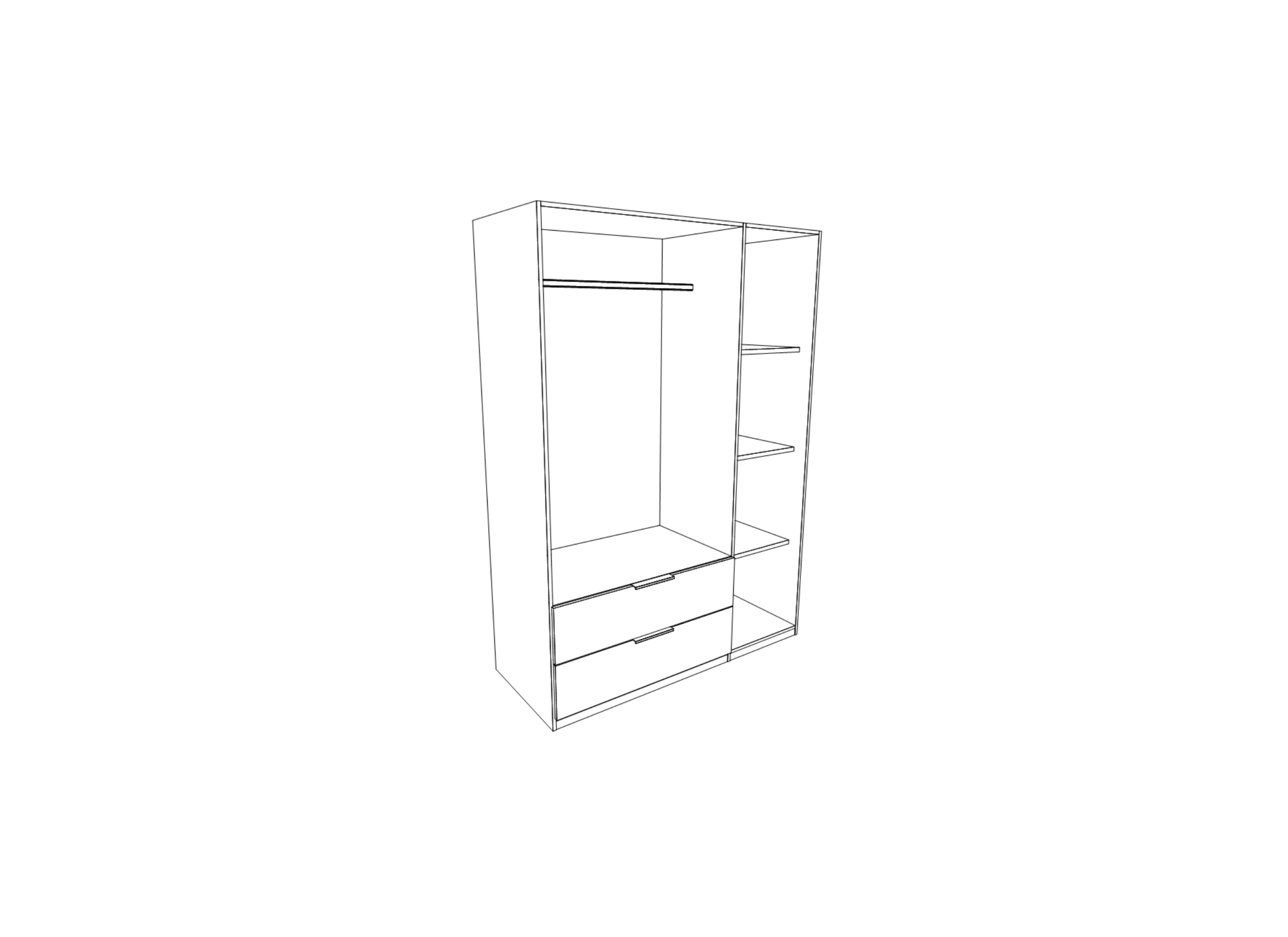 Kleerkast Orleans 145cm - decor - wit