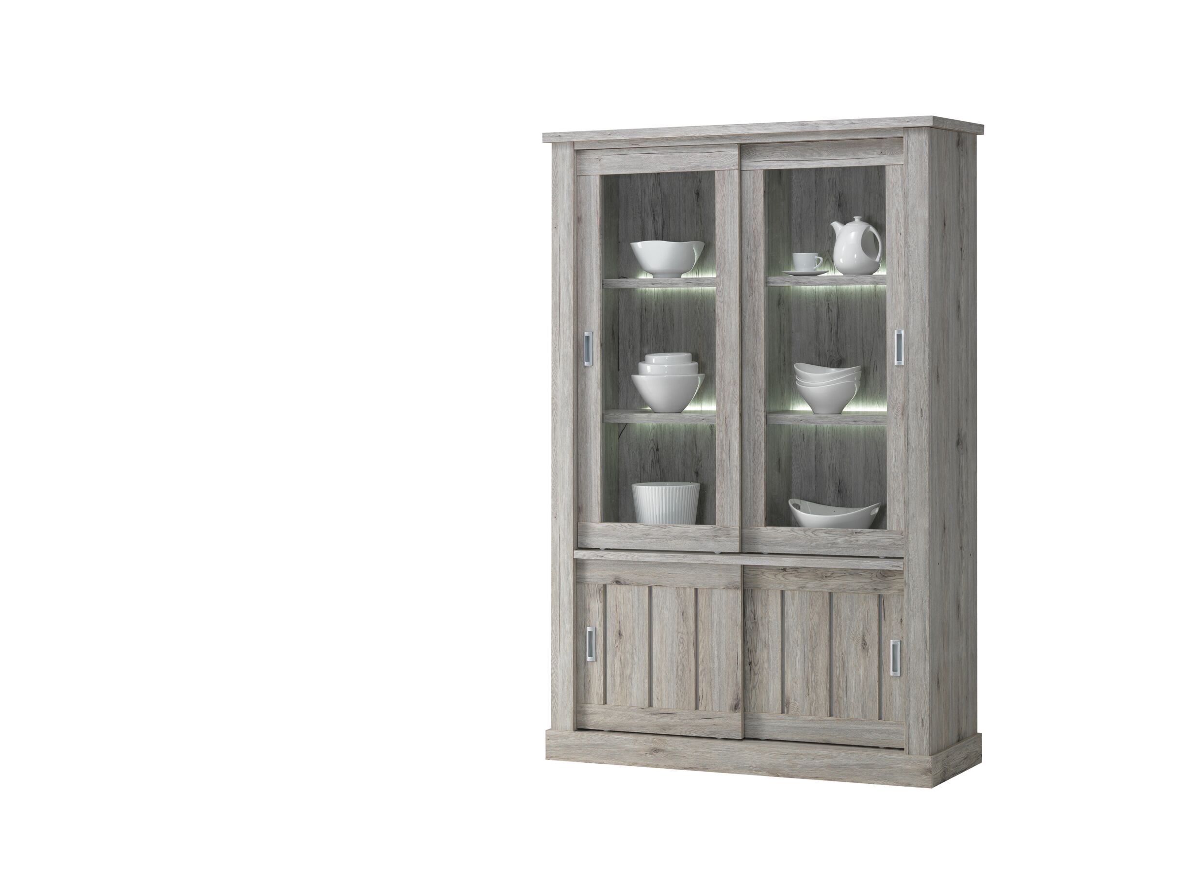 Vitrinekast Eddy 135cm - decor - grijs