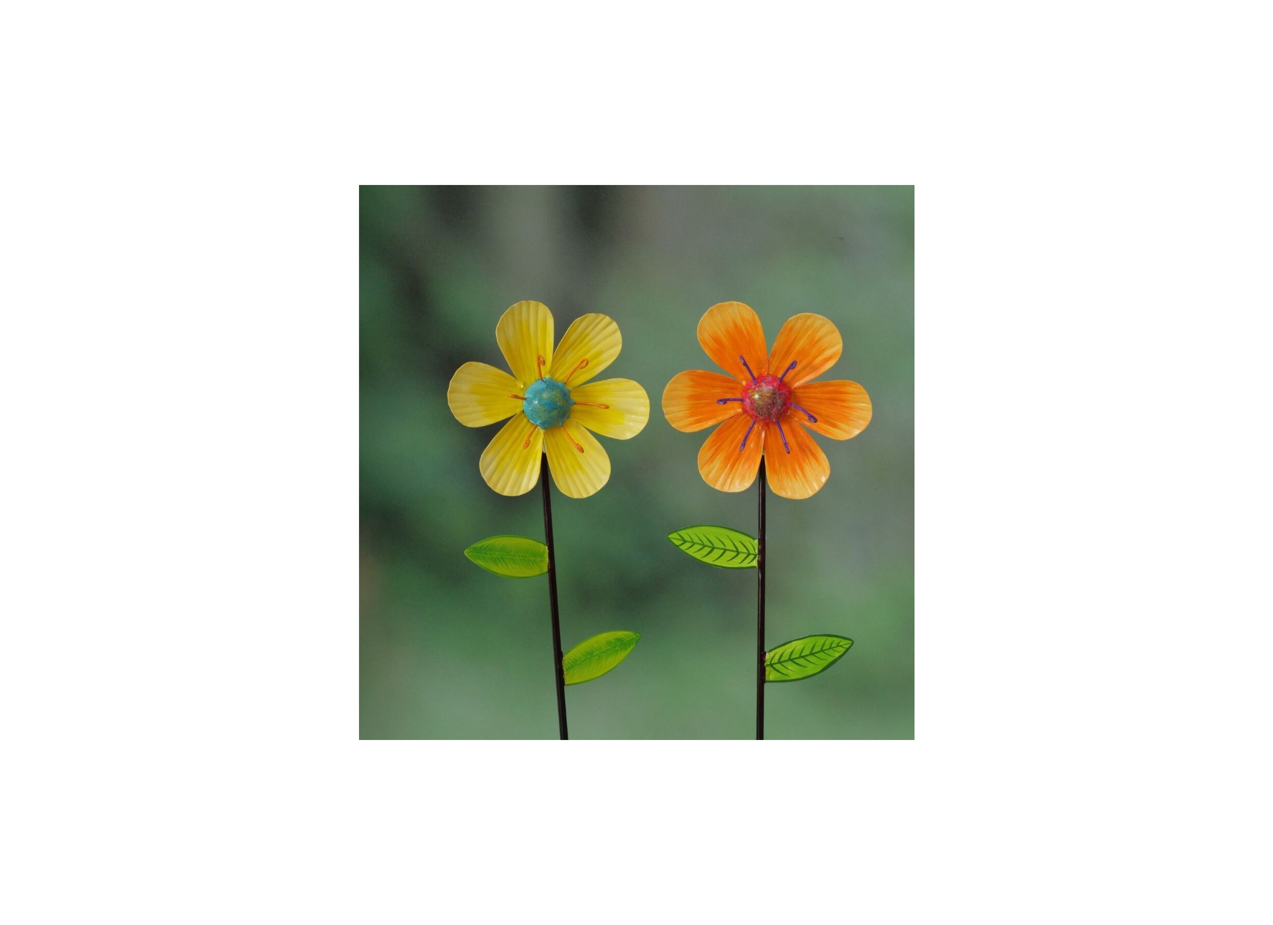 Foto ambiance - Bâton De Jardin Yola H55cm - fer - jaune/orange