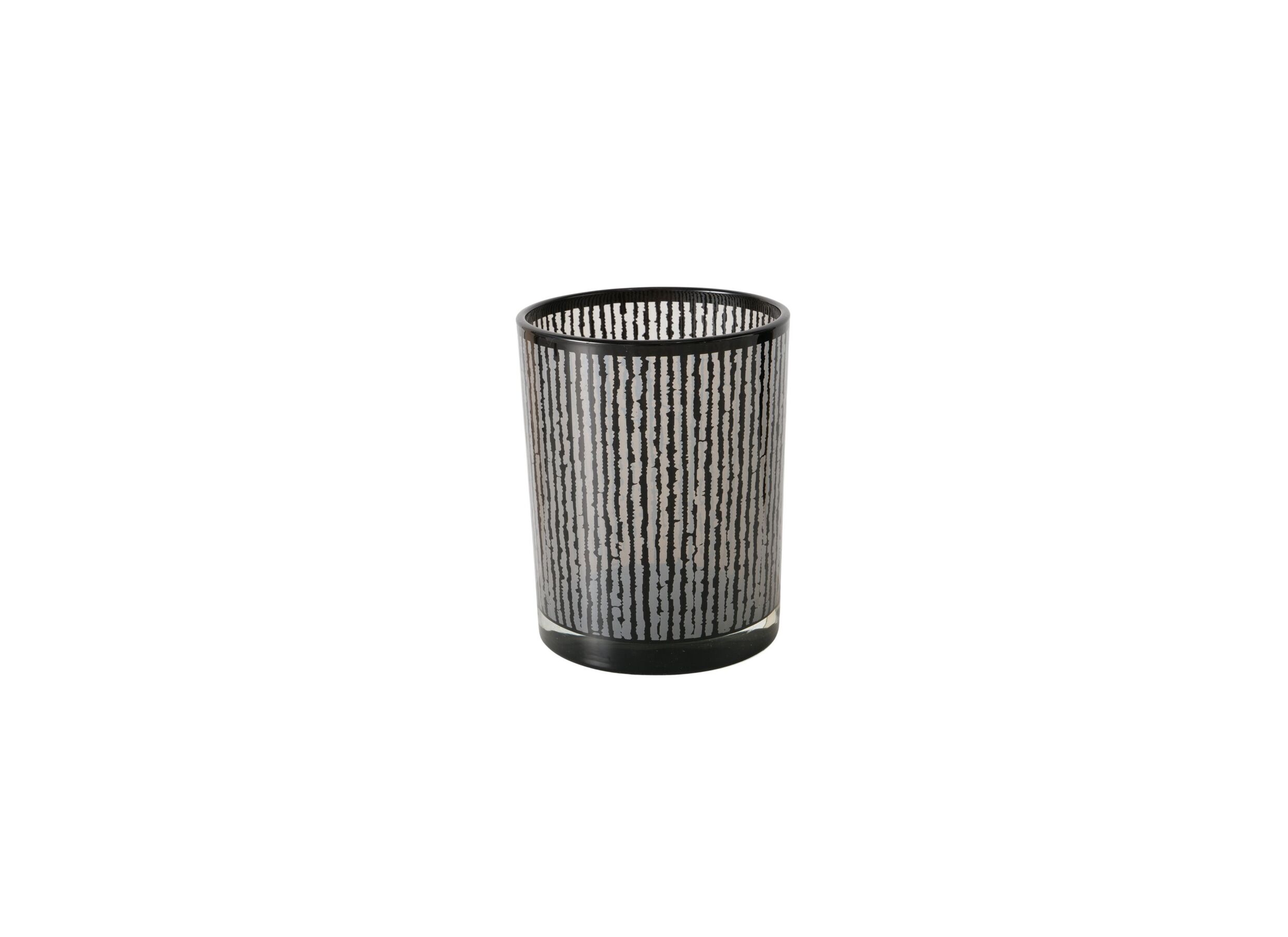 Aperçu - Porte-bougie Thato H8cm & H12cm - verre - beige/noir lot de 2