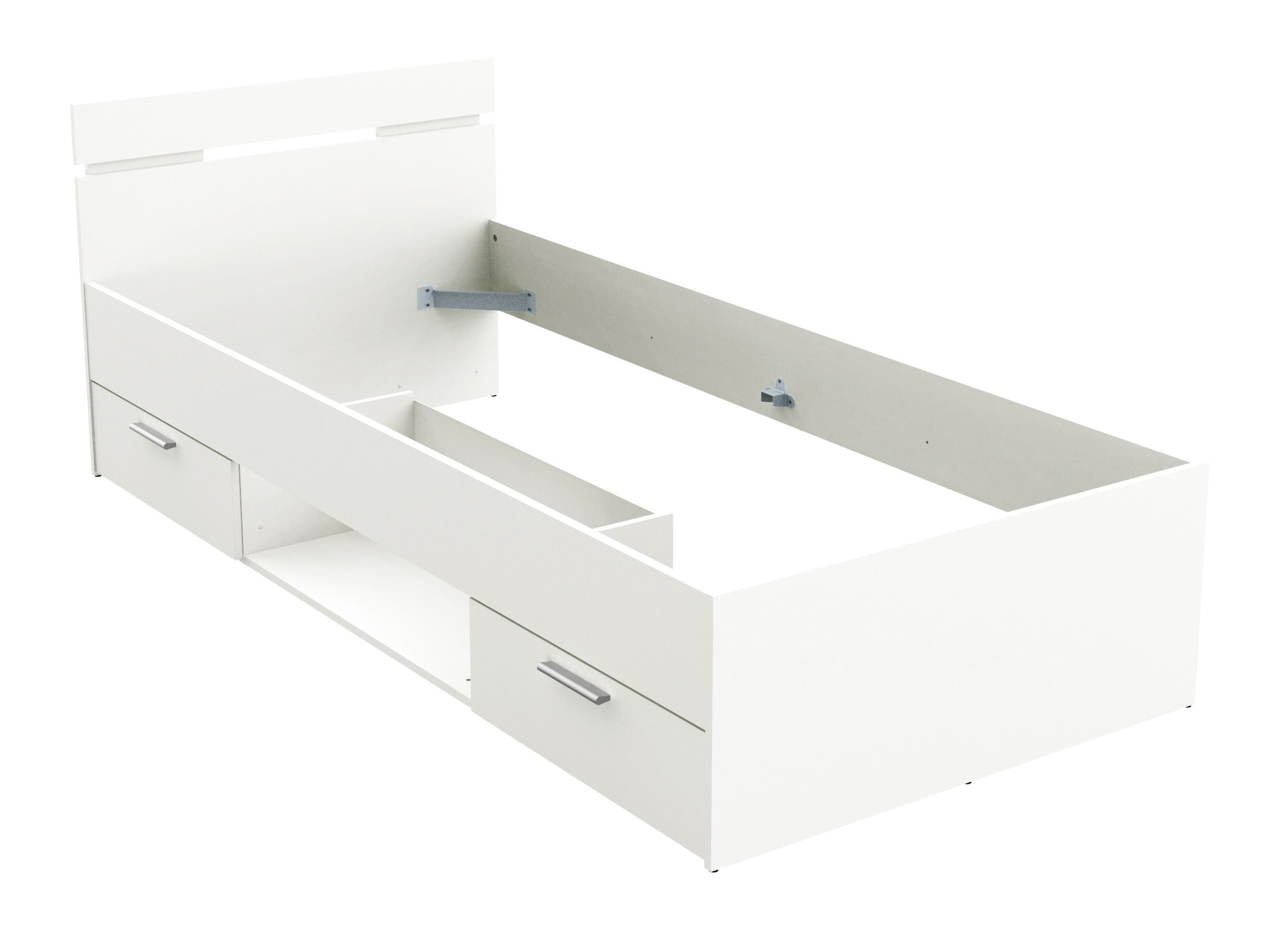 Bed Michigan 90x200cm - decor - wit met opbergruimte - Bed Michigan 90x200cm - decor - wit met opbergruimte