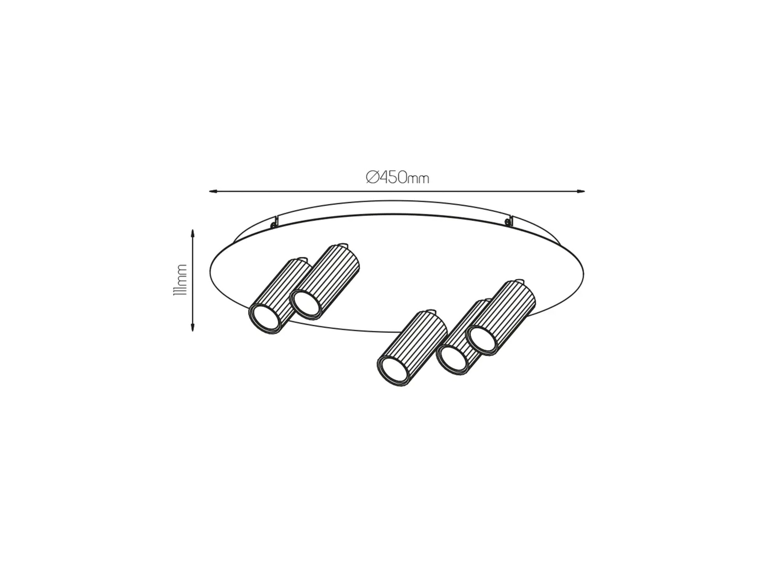 Dimensions - Spot 5xGU4 - aluminium - blanc