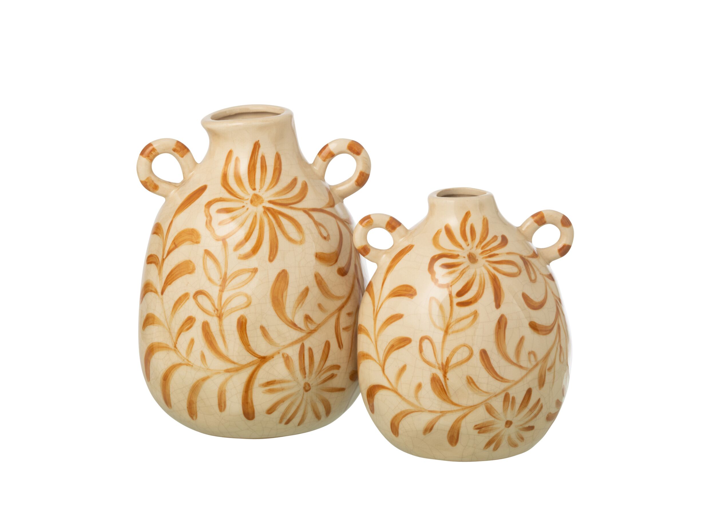 Setfoto - Vaas Bloemen H24cm - stoneware - wit & geel