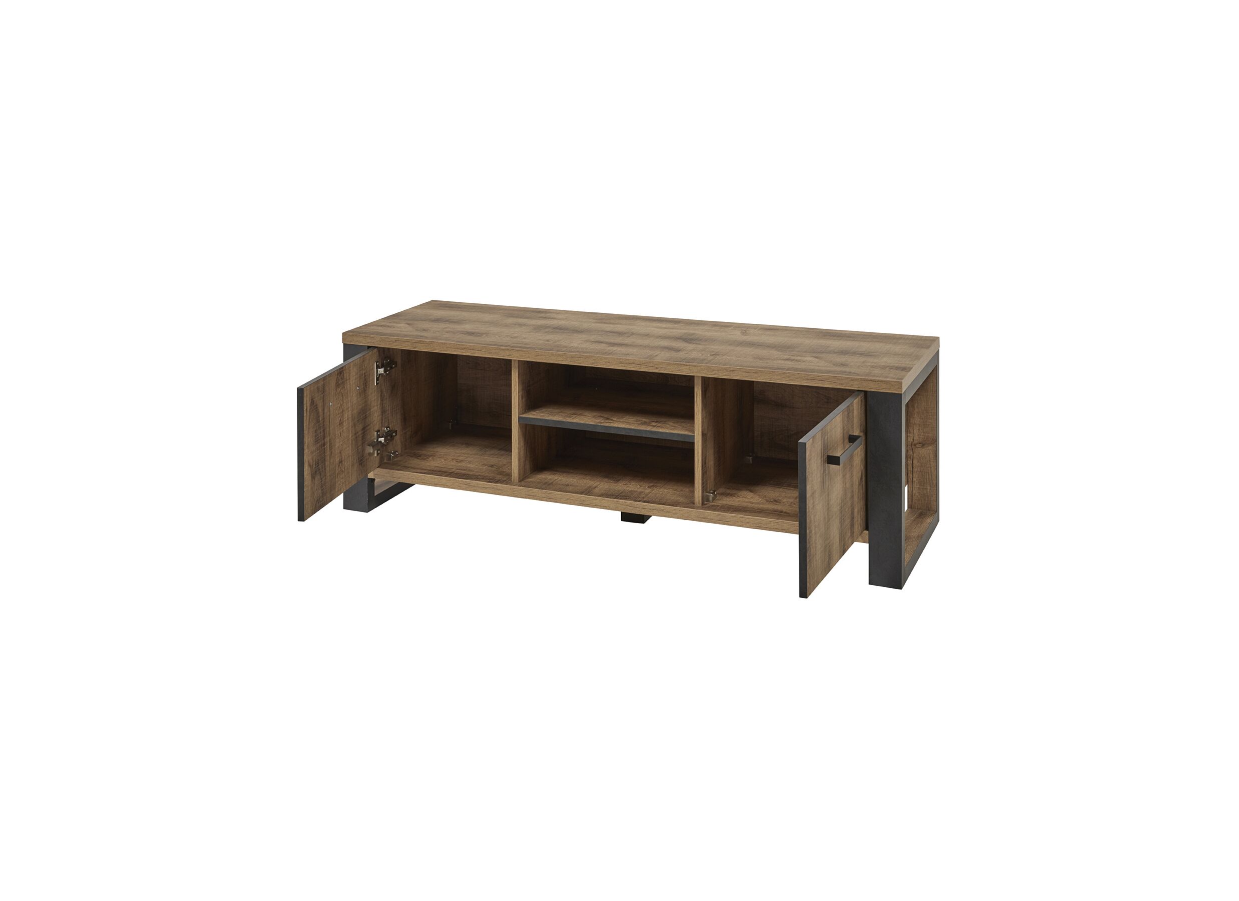 Tv-meubel 157cm - meubelplaat - bruin & zwart