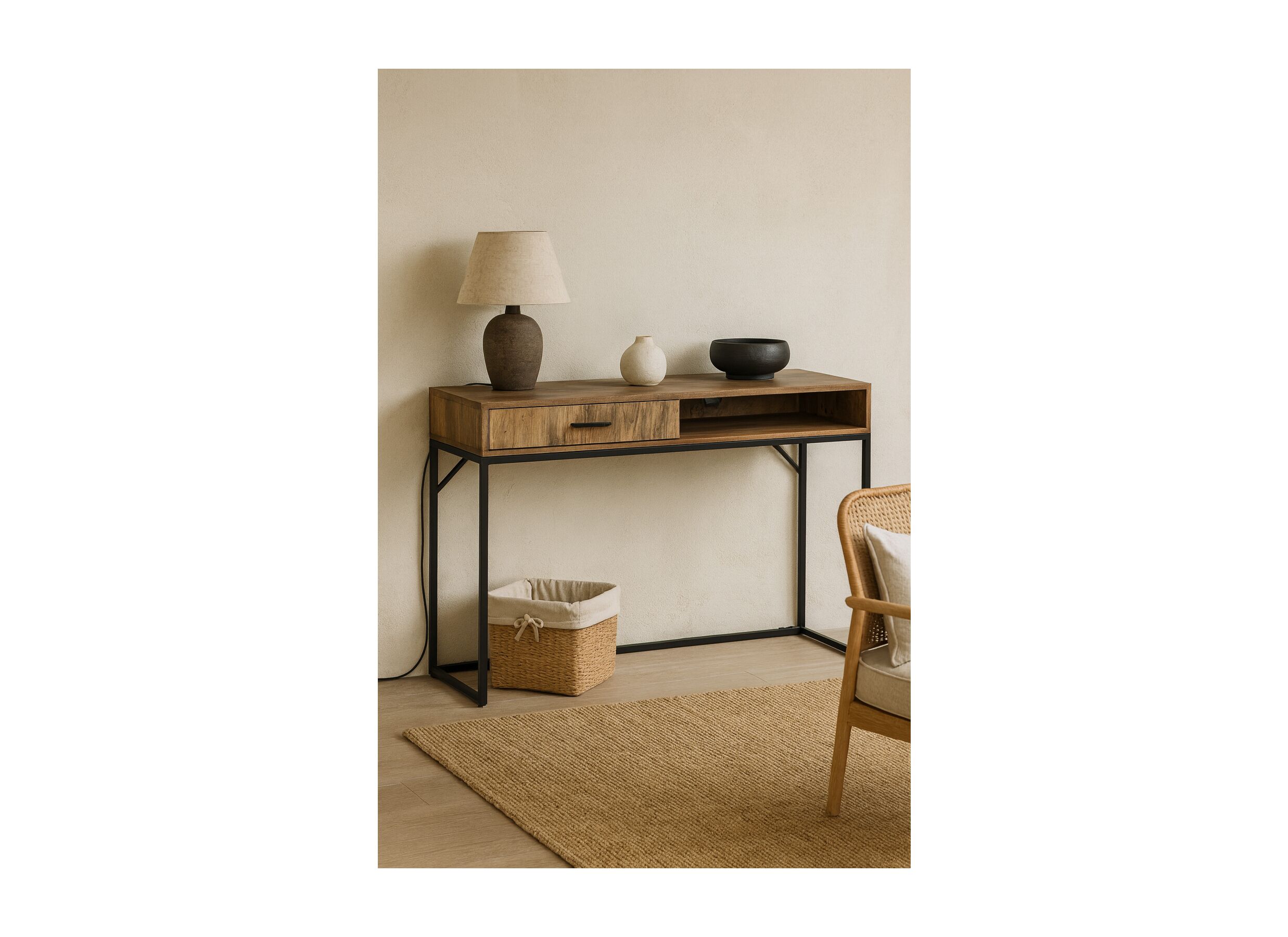 AI Generated - Wandtafel Angkor 140x40cm - mango massief - naturel