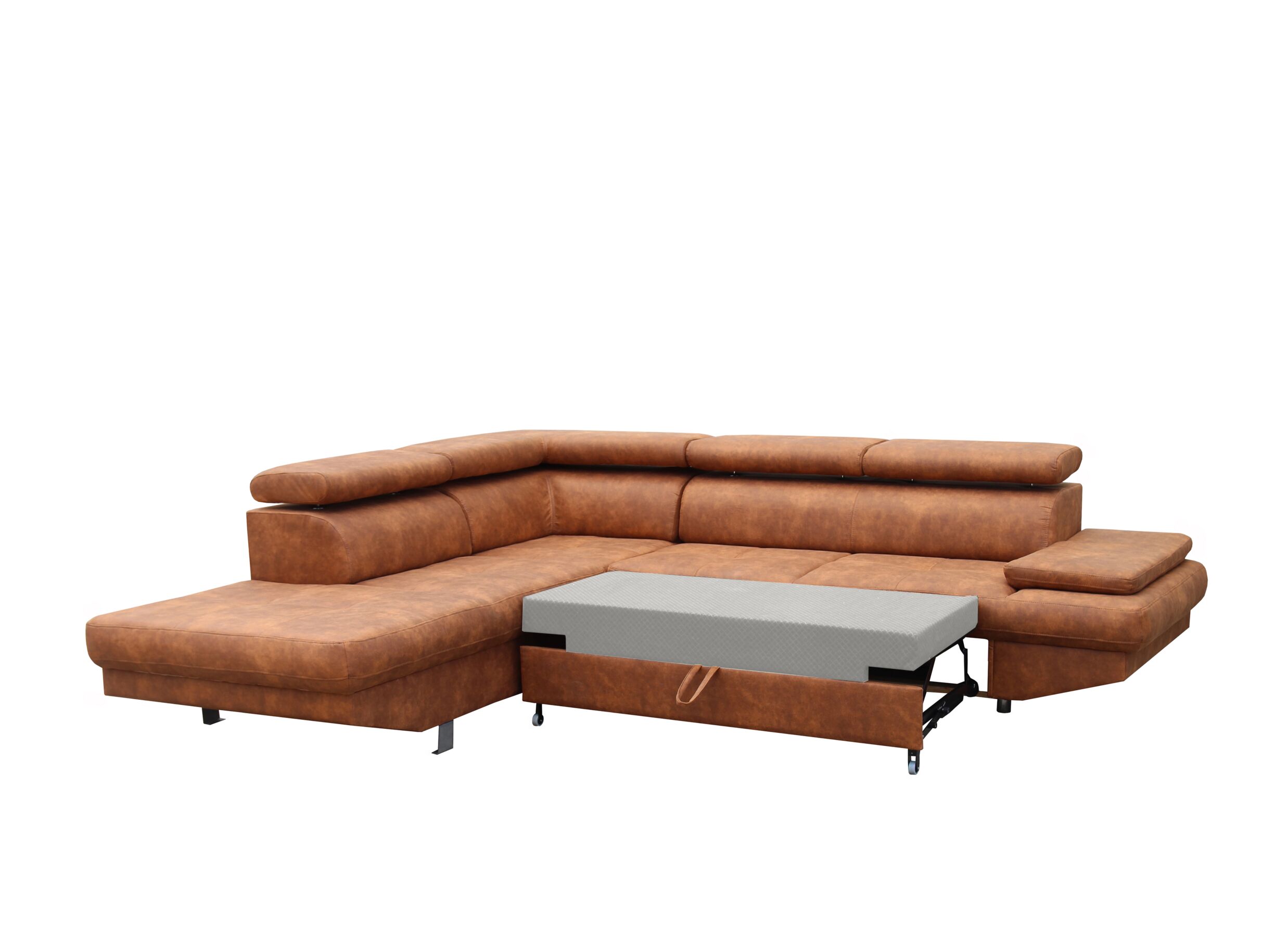 Detailfoto - Hoeksalon Jet 255x295cm - stof - cognac