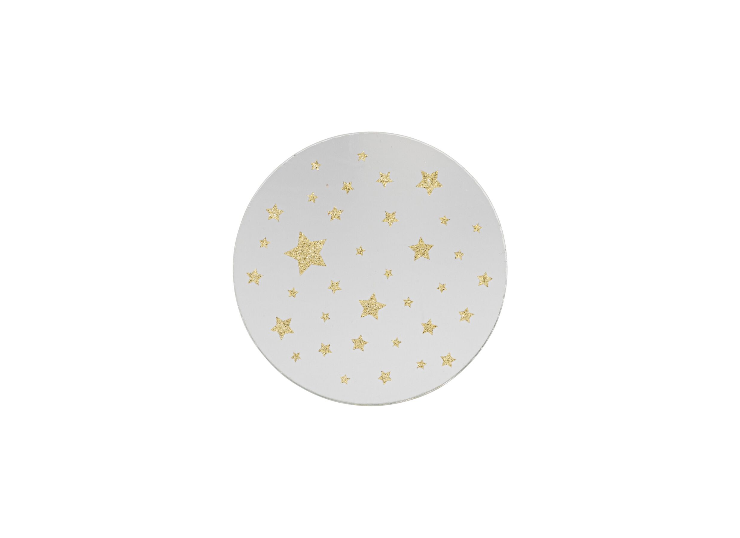 Décoration de Noël Miroir avec Etoiles D'or Ø10cm - Décoration de Noël Miroir avec Etoiles D'or Ø10cm