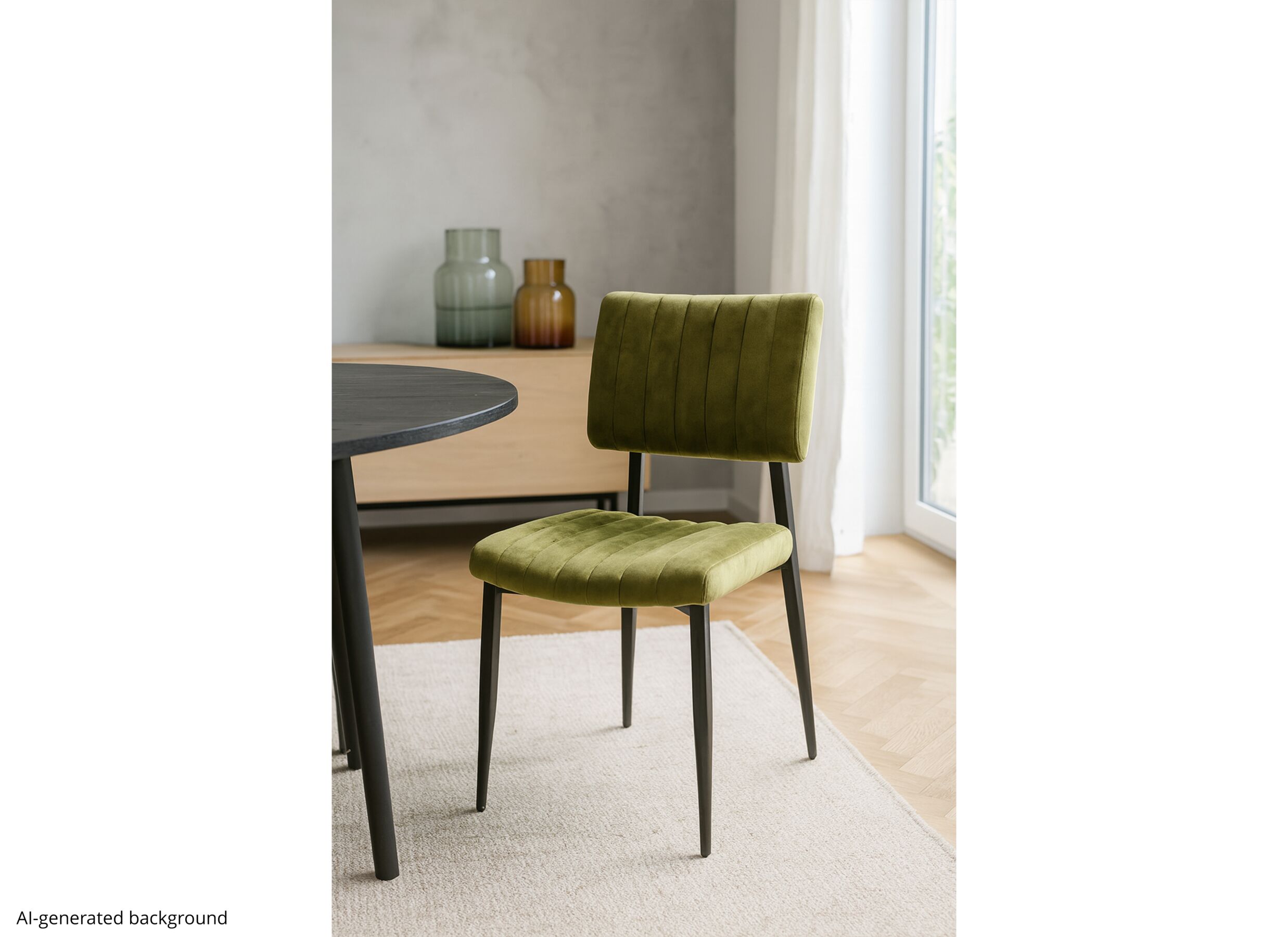 Stoel Ivan 48x60x85cm - stof - goldy moss