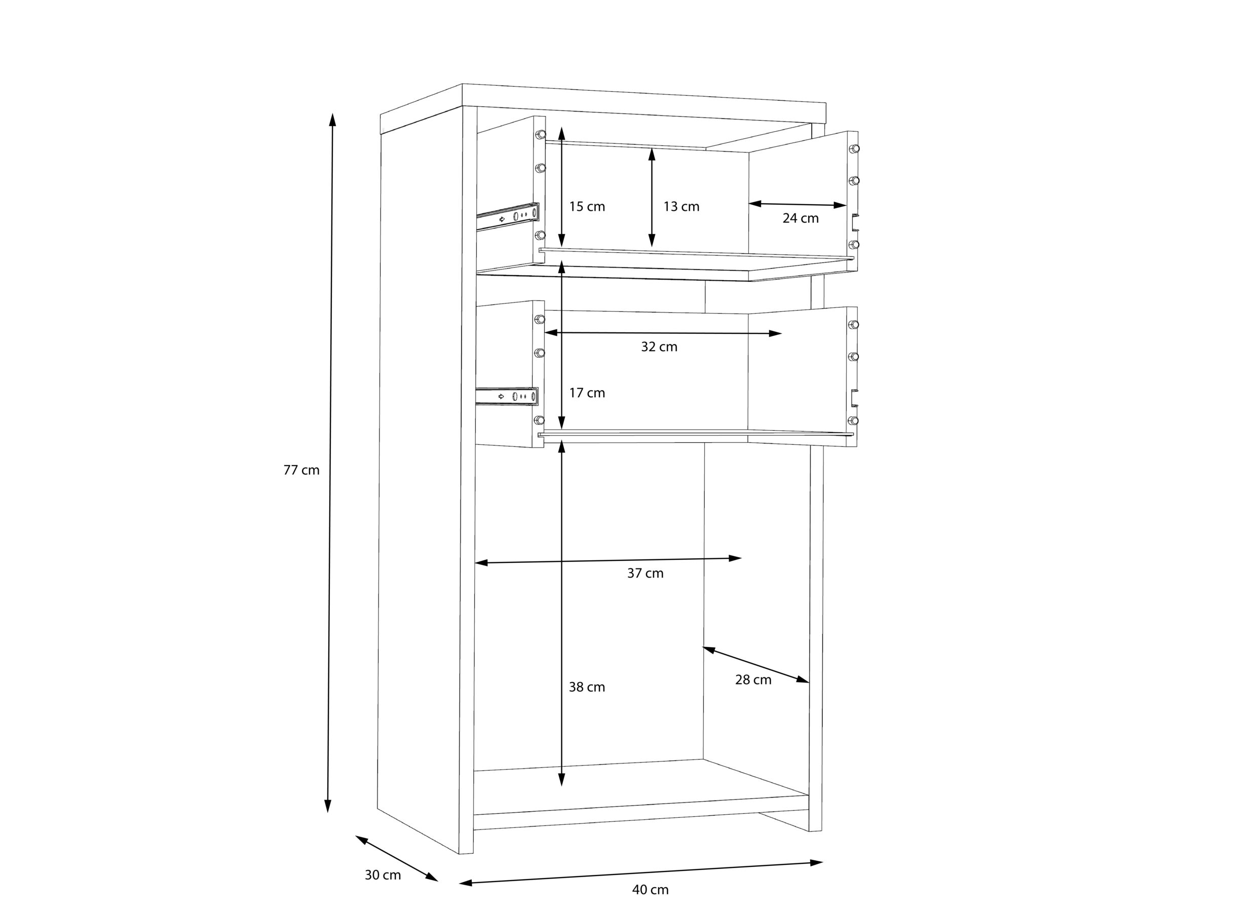Commode Best Chest 40x30x78cm - decor - artisanale eik & wit