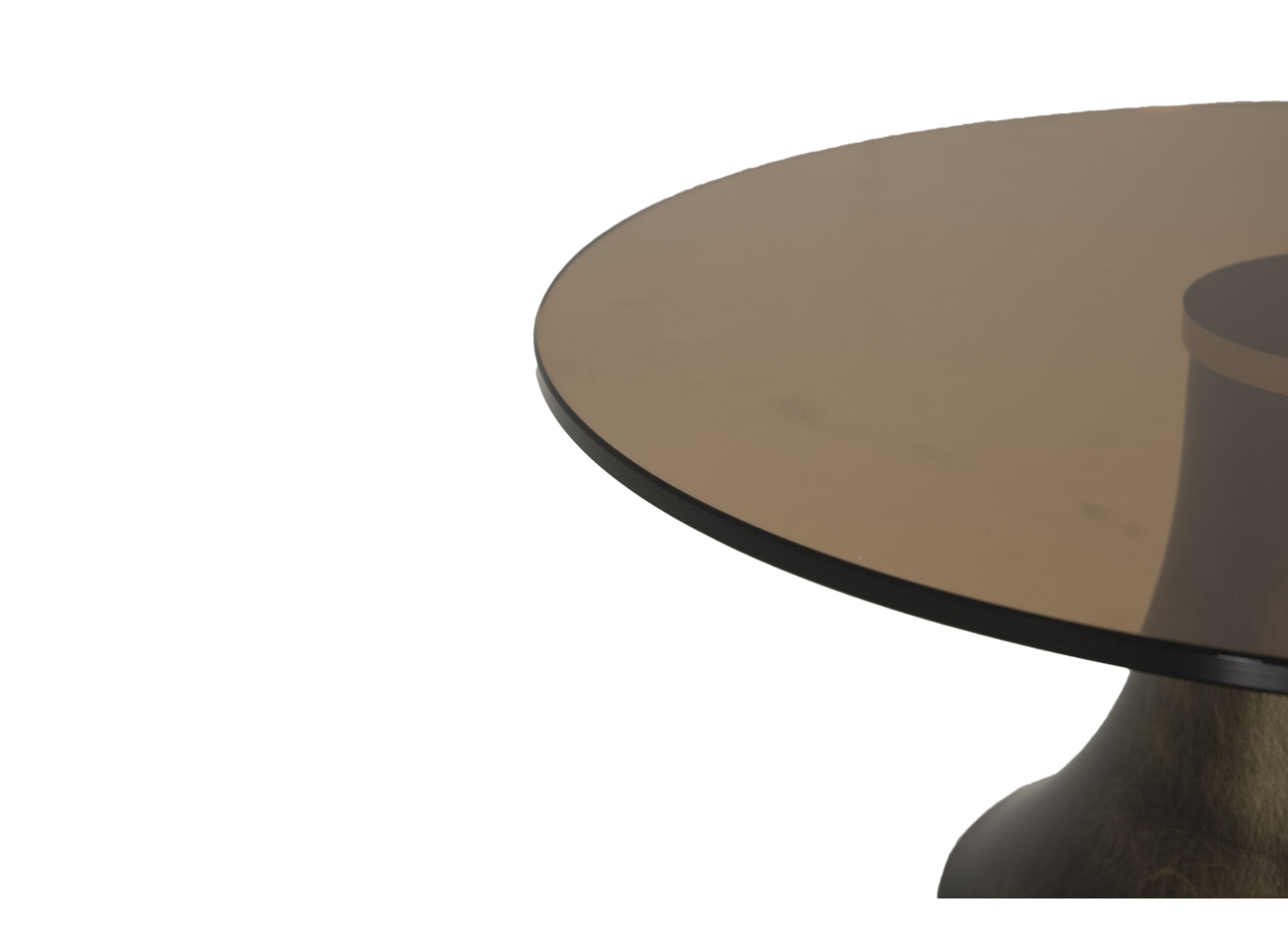 Detail - Table basse Ø45cm - verre & métal - brun & bronze