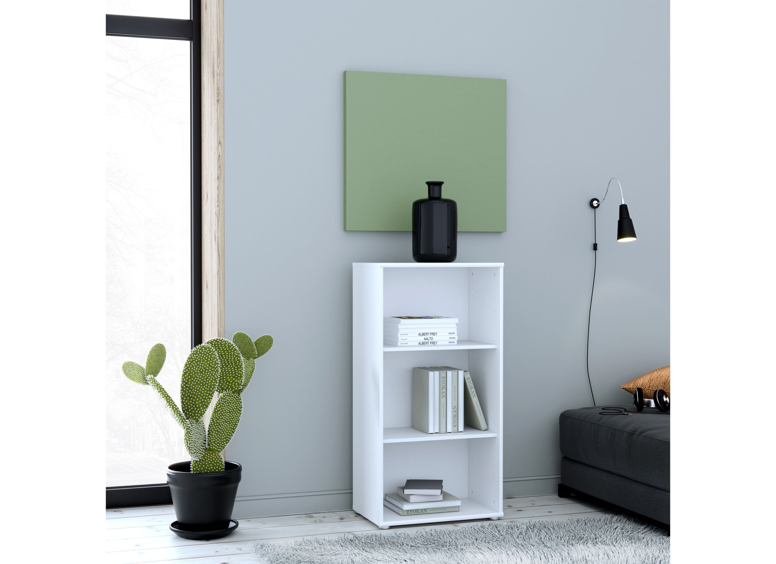 Foto ambiance - Bibliothèque Topic 54x35x111cm - décor - blanc