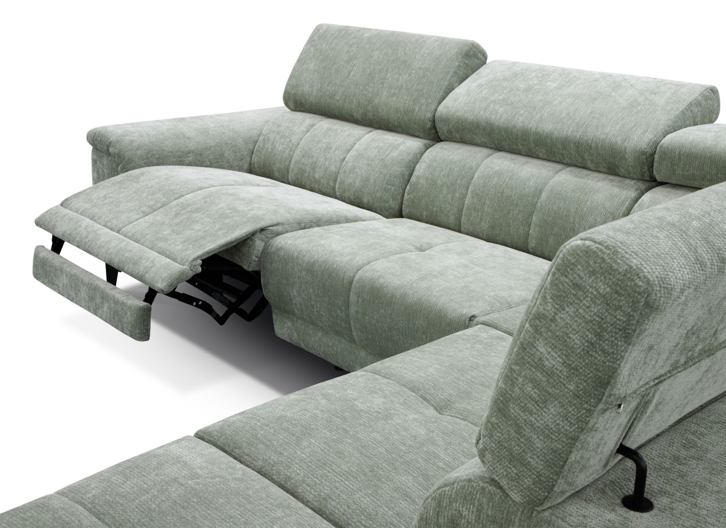 Aperçu - Canapé d'angle Amira 291cmx228cm - tissu - vert clair avec relax