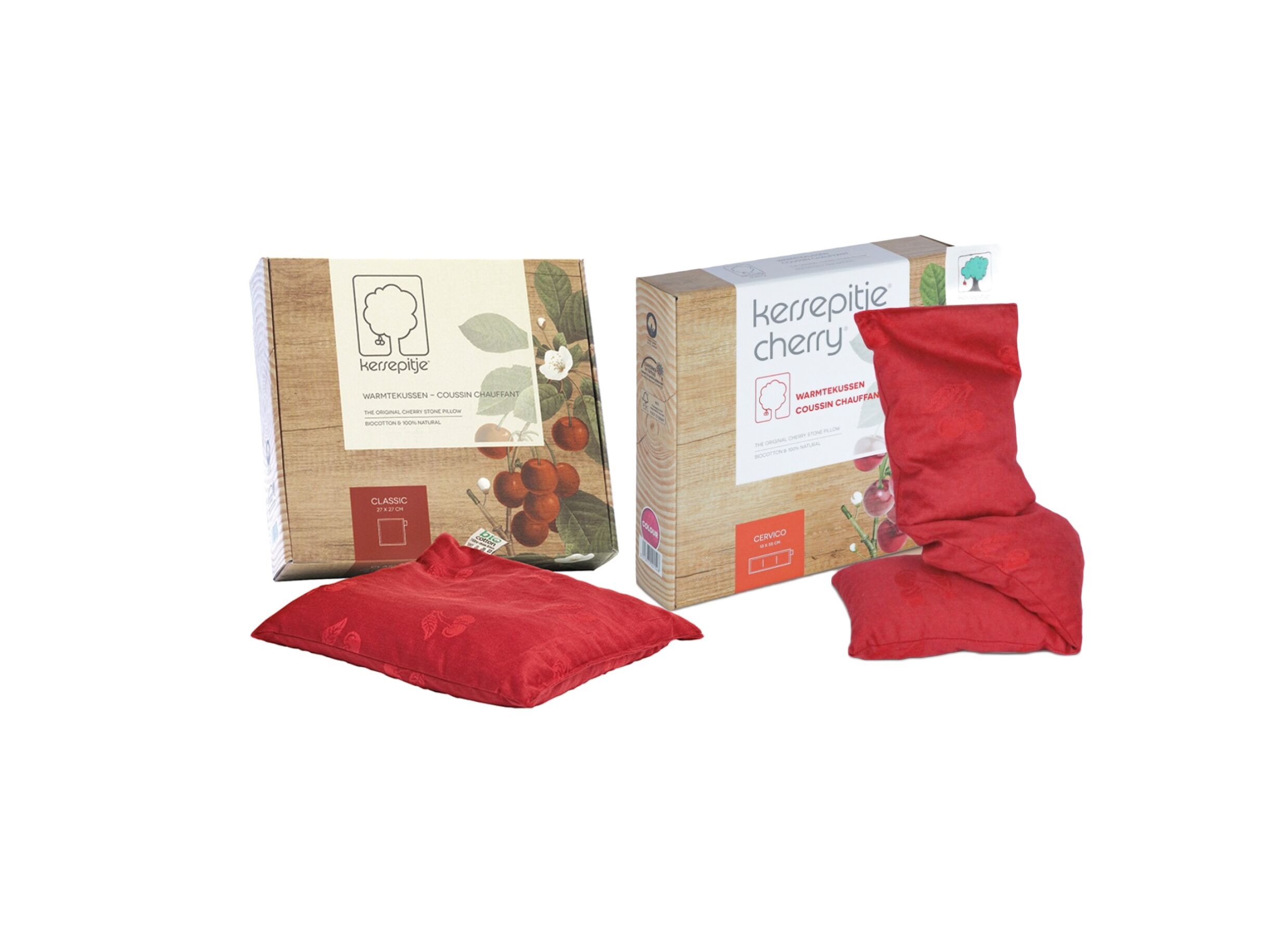 Kersenpitkussentje 13x55cm rood