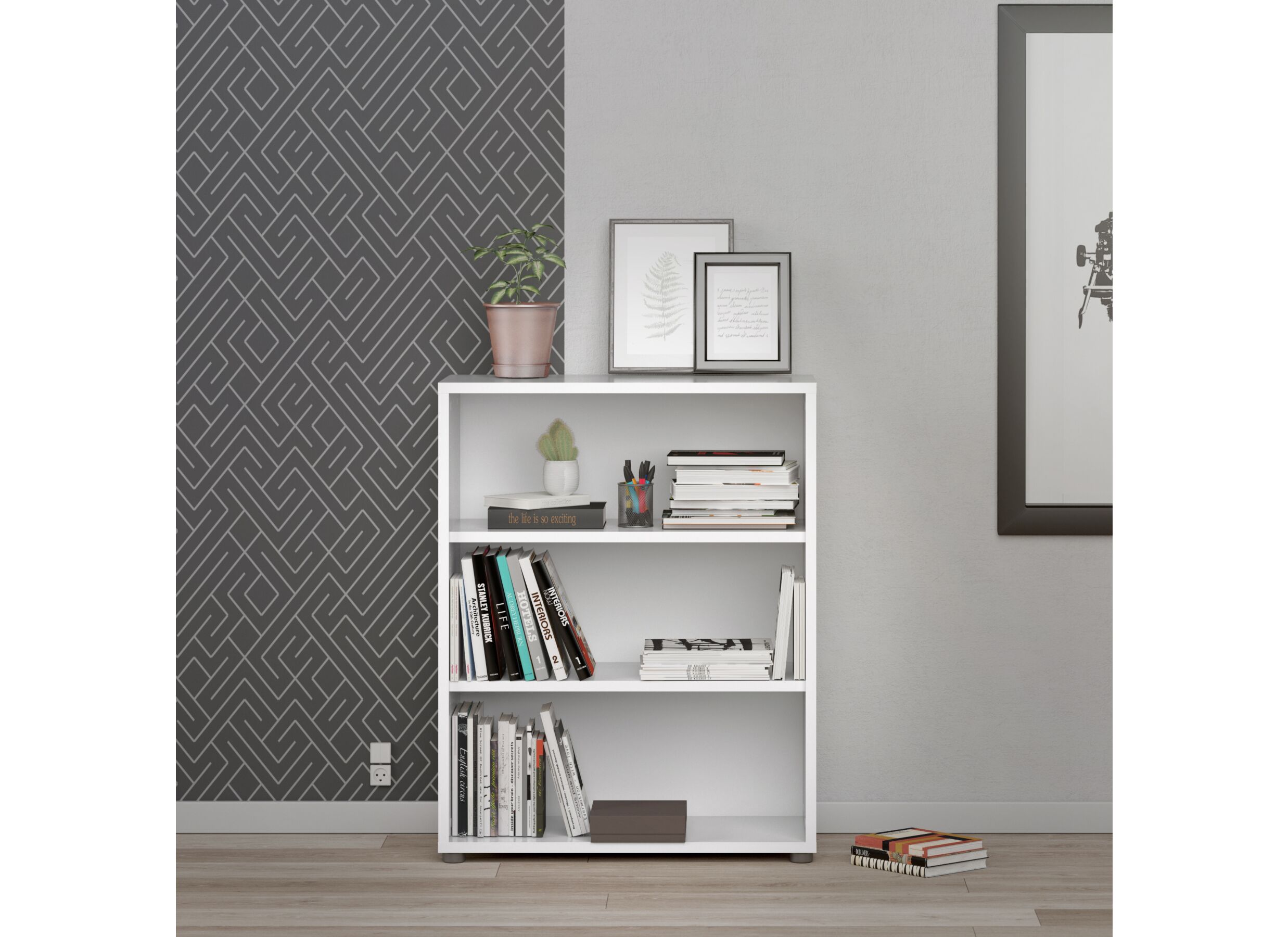 Boekenrek Prima 89x40x113cm - melamine - wit
