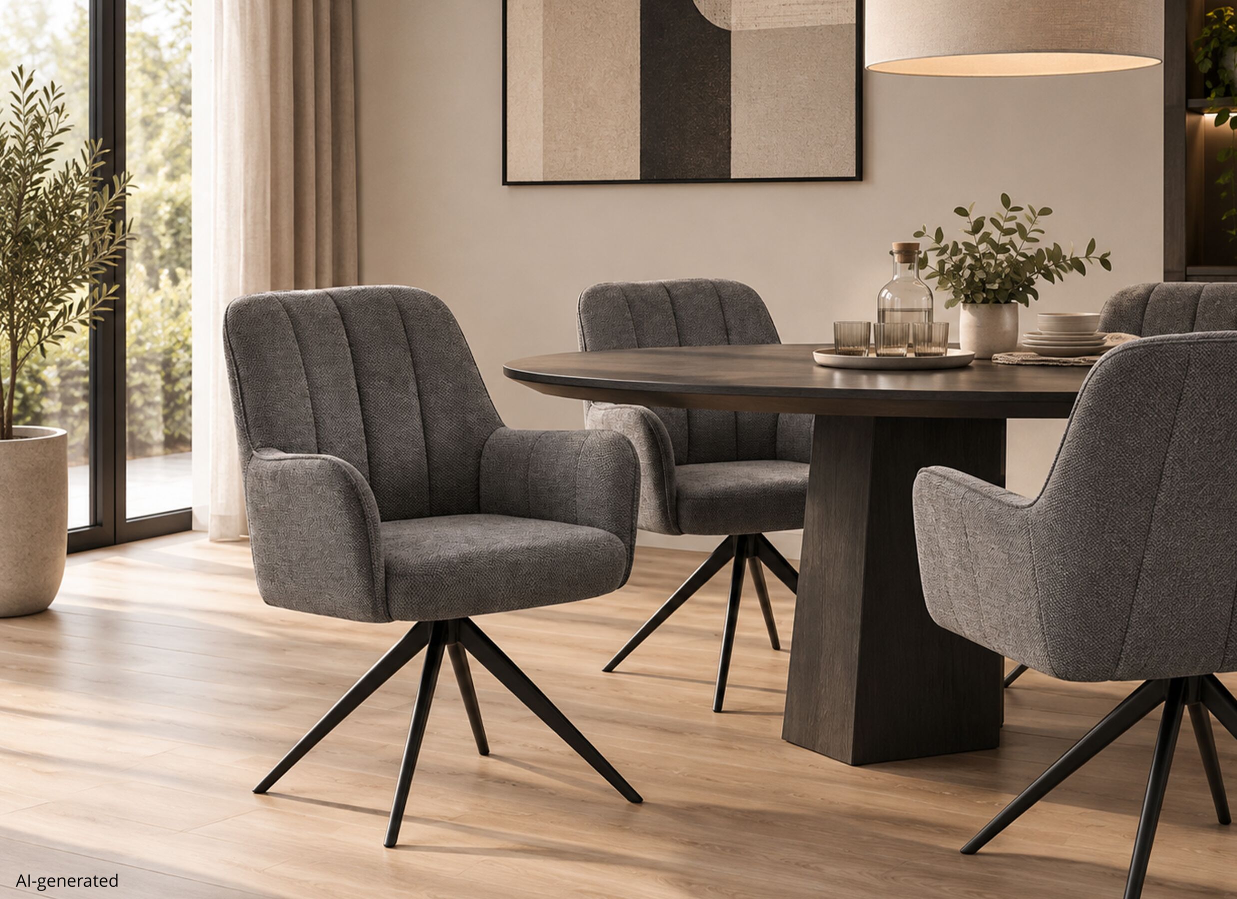 AI Generated - Chaise pivotante Bonzo 59x58x88cm - tissu - anthracite