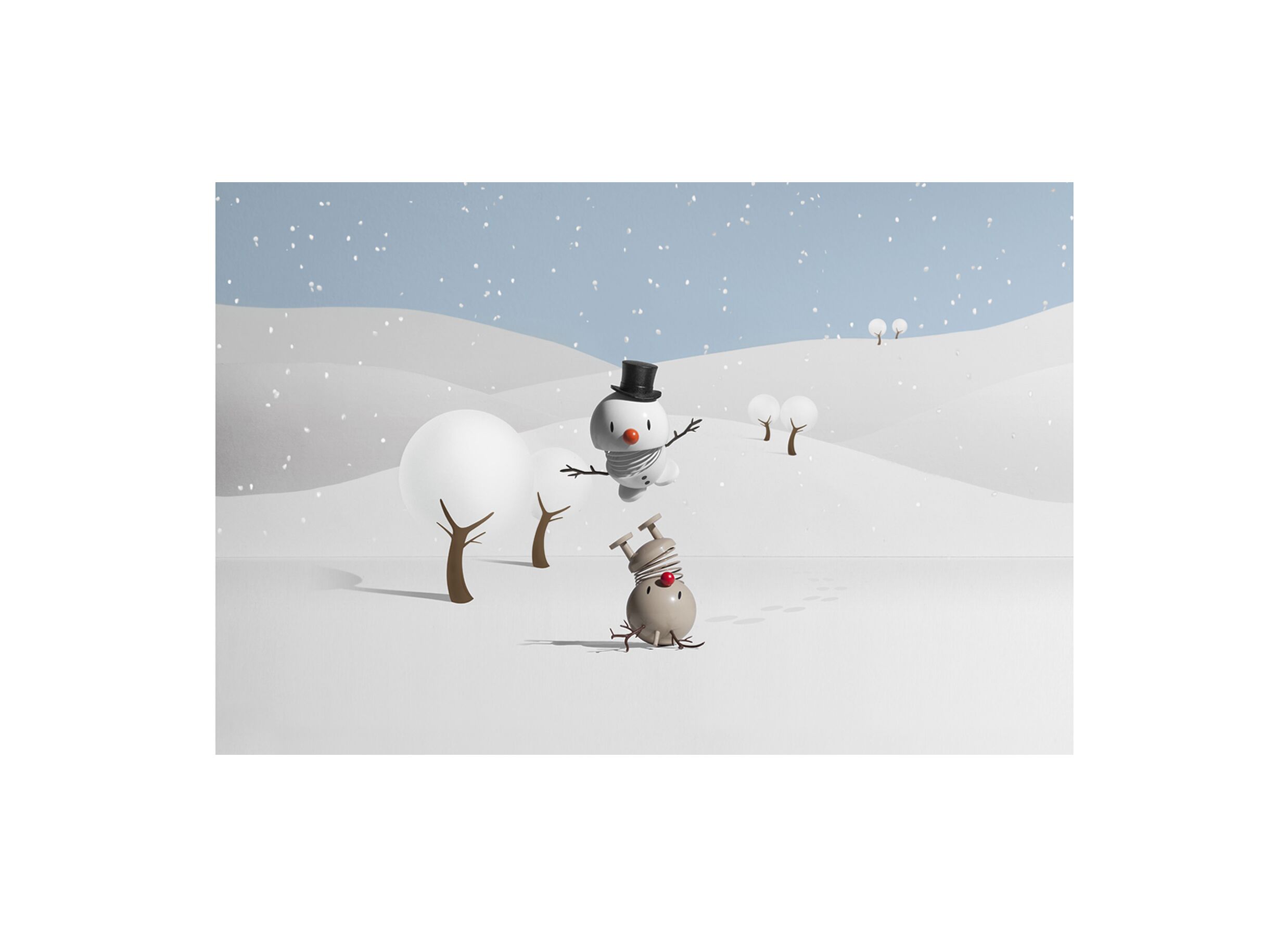 Photo ensemble - Figurine Hoptimist Snowman S H7,8cm - plastique - blanc