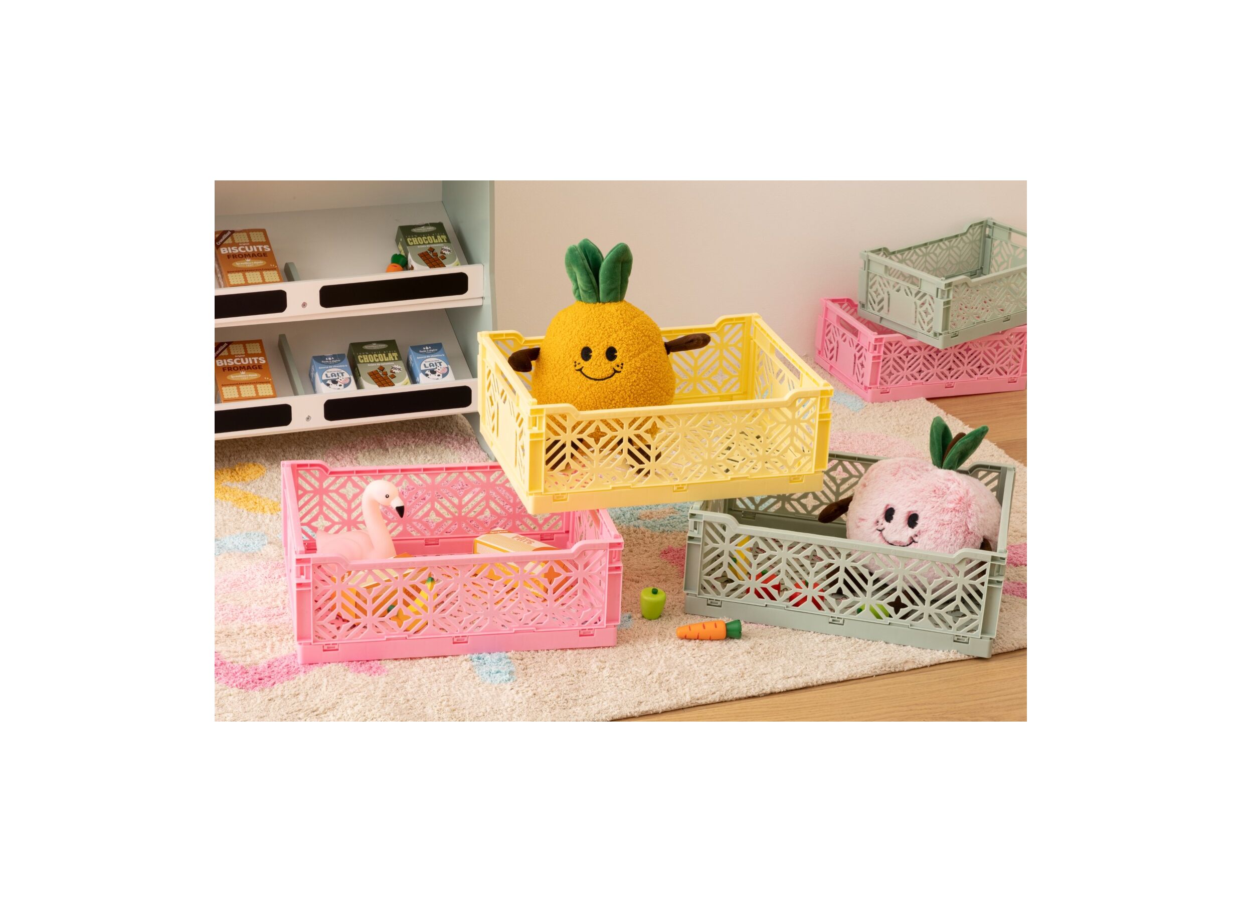 Foto ambiance - Box pliable 30x20x11,5cm - plastique - jaune