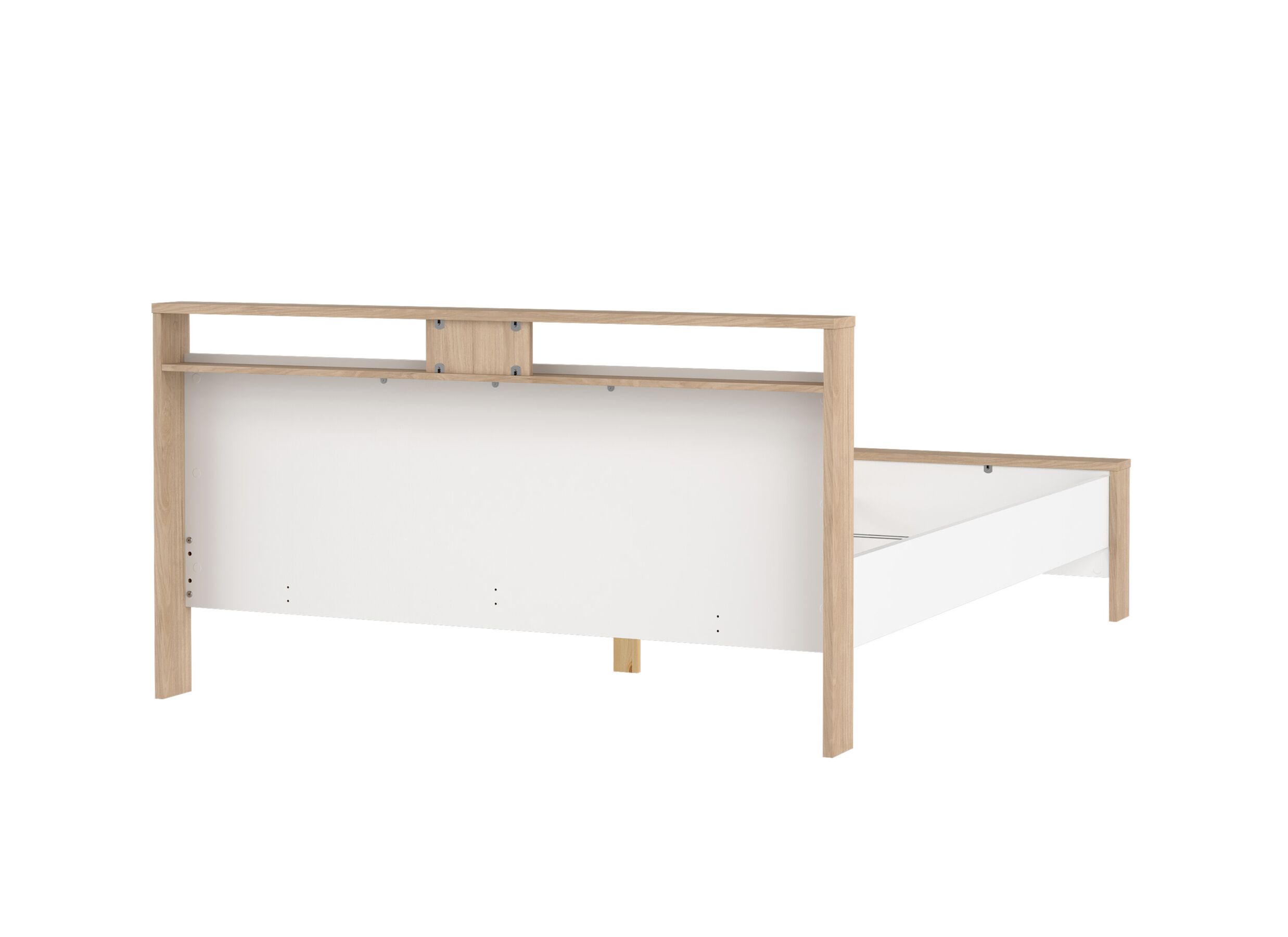 Overzichtsfoto - Bed Next 160x200cm - melamine - glanzend wit & jackson hickory