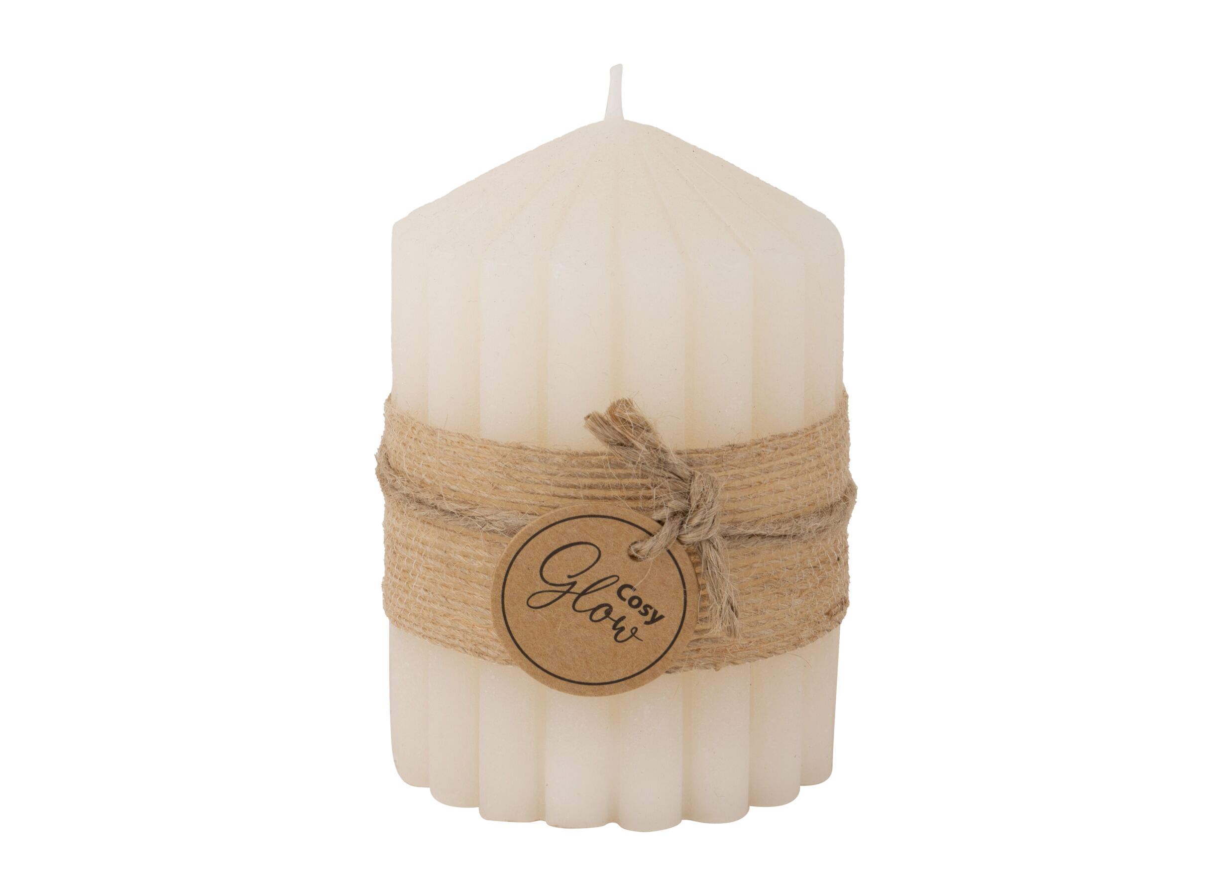 Kaars Ribble Ø7x10cm - paraffine - crème - Kaars Ribble Ø7x10cm - paraffine - crème