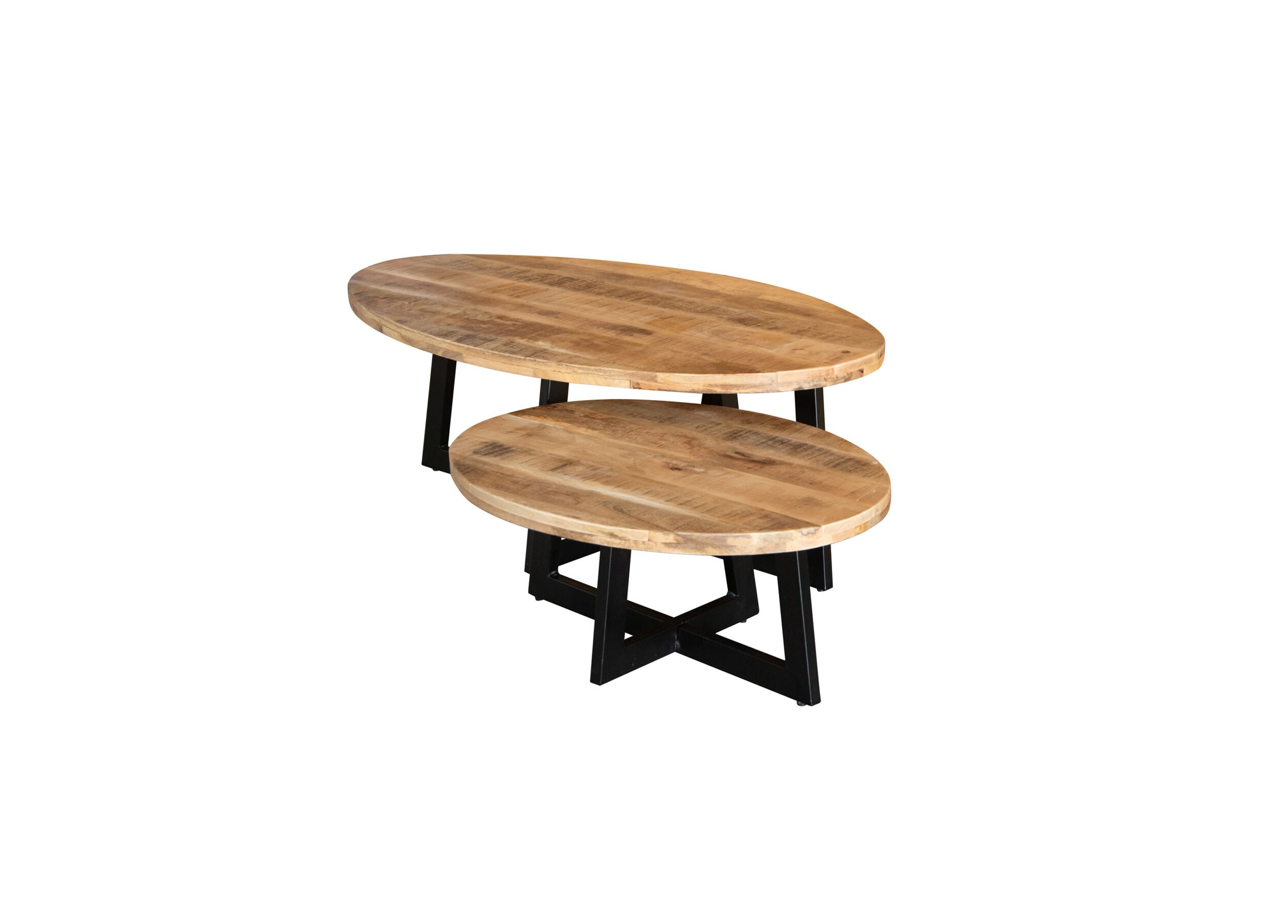 Salontafel Nebula 120cm - mango massief - naturel set van 2 - Table basse Nebula 120cm - manguier massif - naturel lot de 2