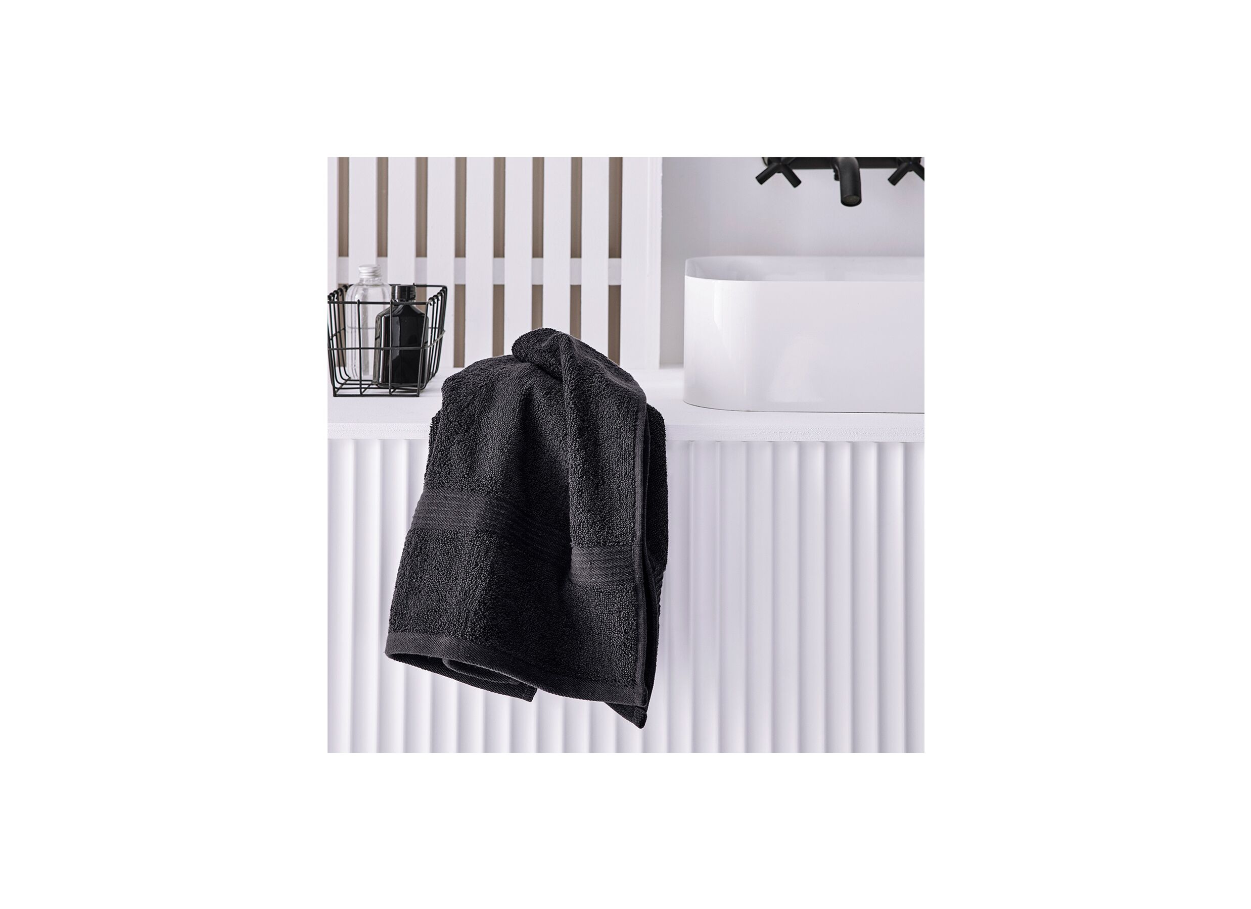 Serviette de bain Essential 30x50cm fusain - Serviette de bain Essential 30x50cm fusain