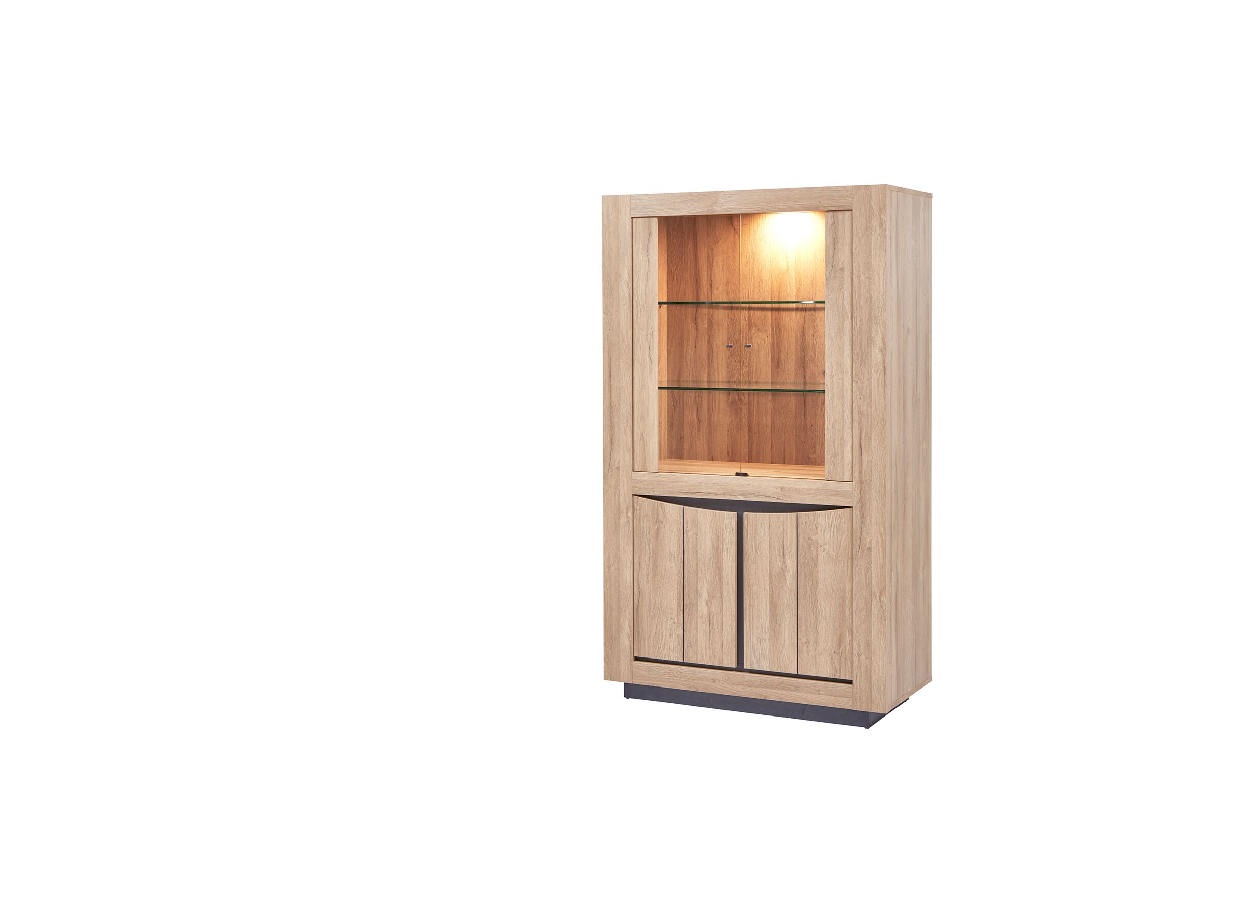 Vitrinekast 108cm - decor - French oak/grijs