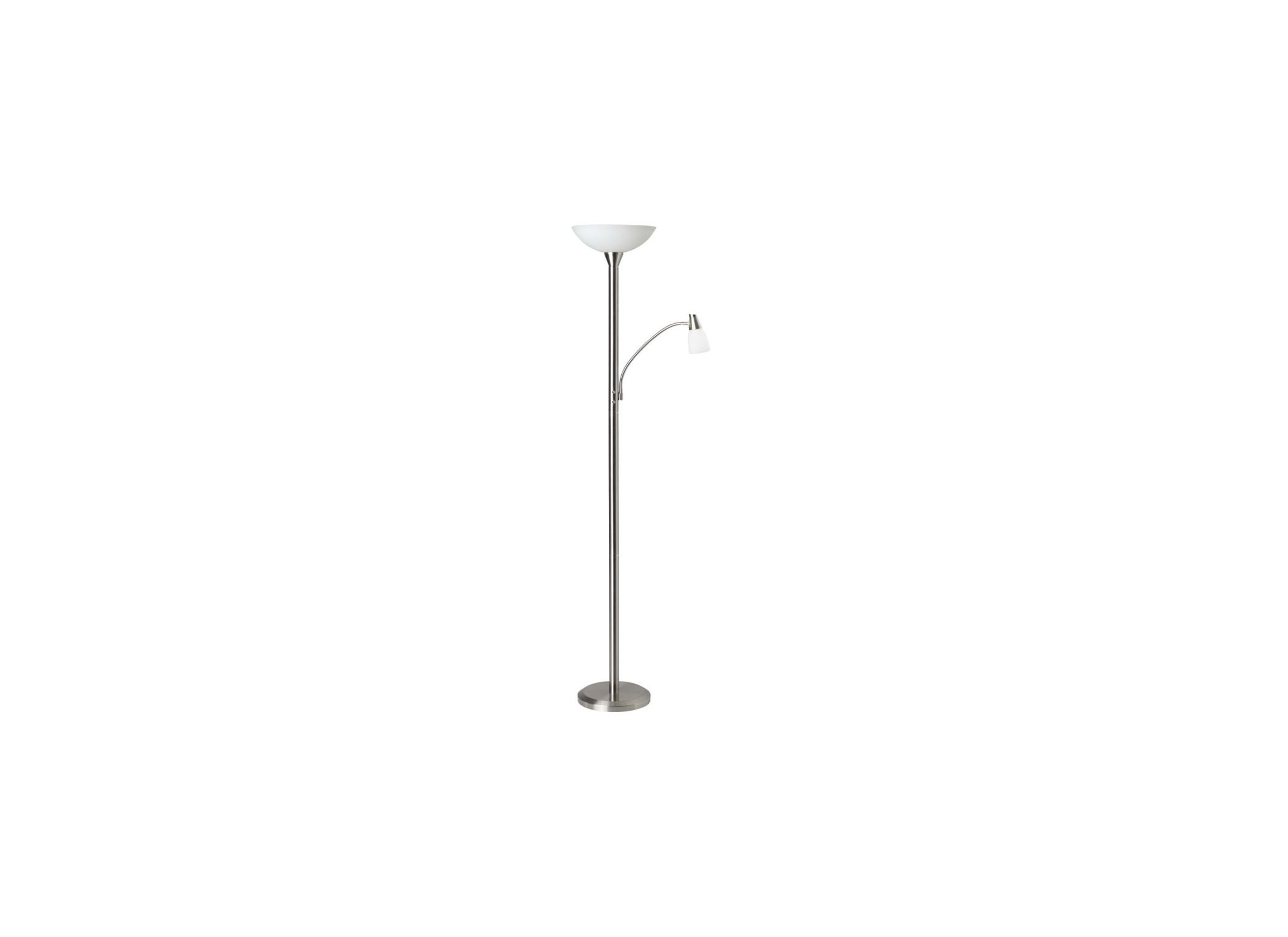 Staande lamp met leeslamp Lucy LED H180cm E27 E14 metaal mat chroom - Staande lamp met leeslamp Lucy LED H180cm E27 E14 metaal mat chroom