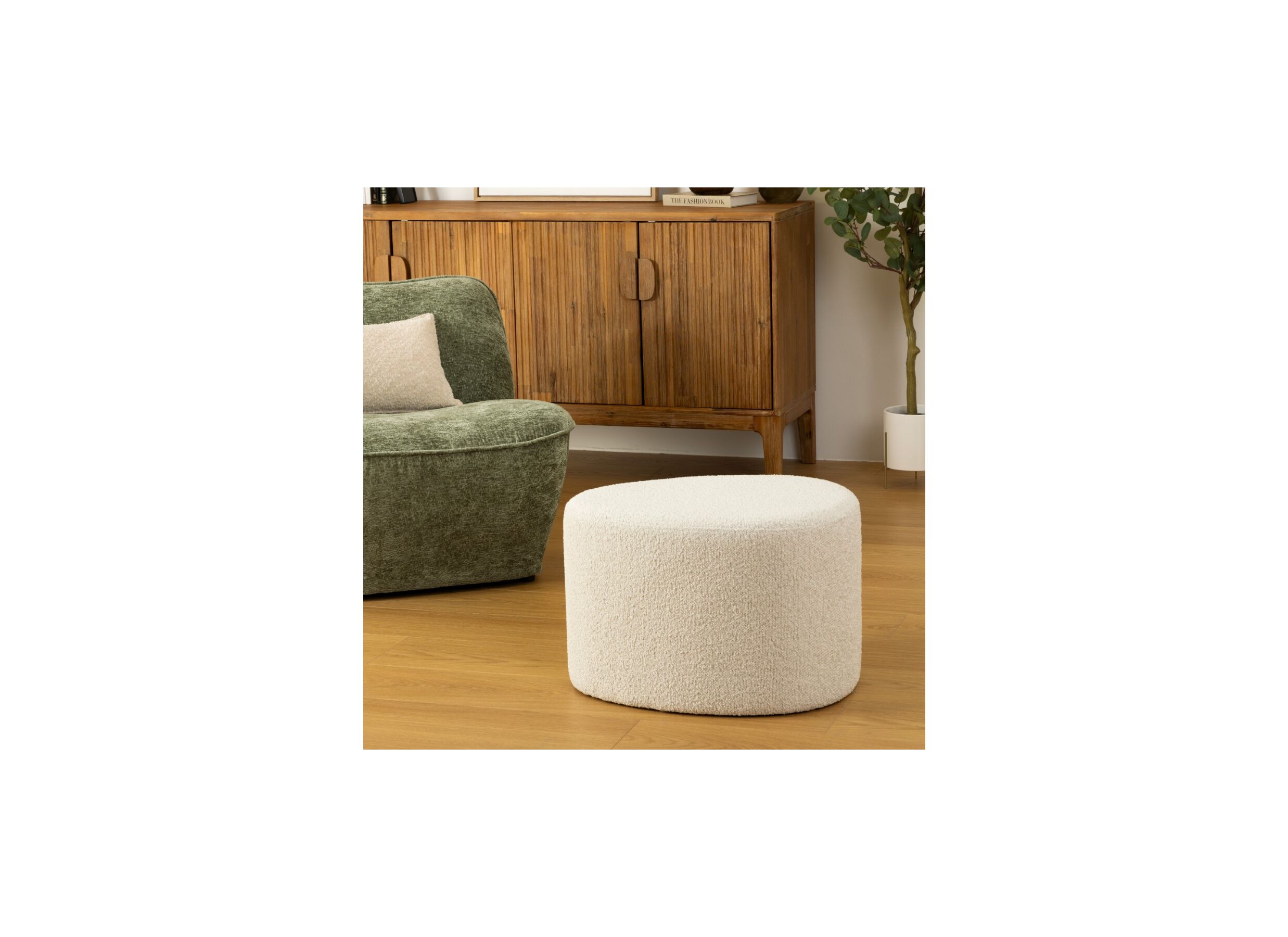 Foto ambiance - Pouf Estria 58x47x38cm - tissu - ivoire