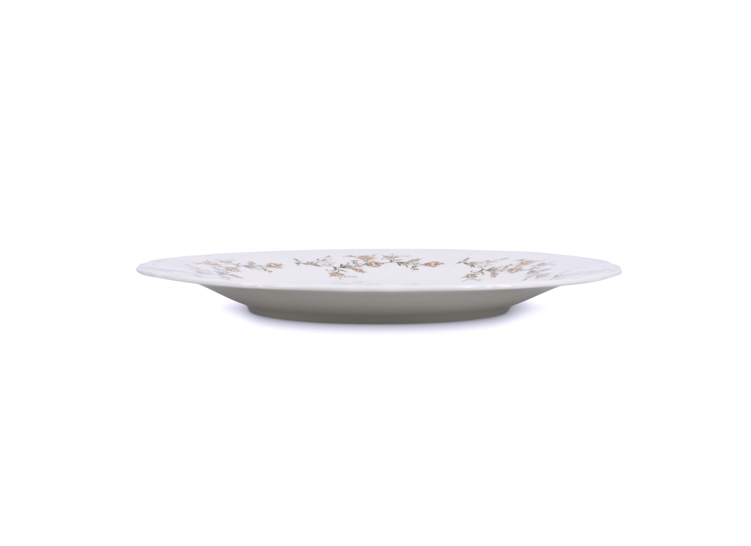 Aperçu - Assiette Retro Brown Flower Ø32cm - porcelaine - blanc