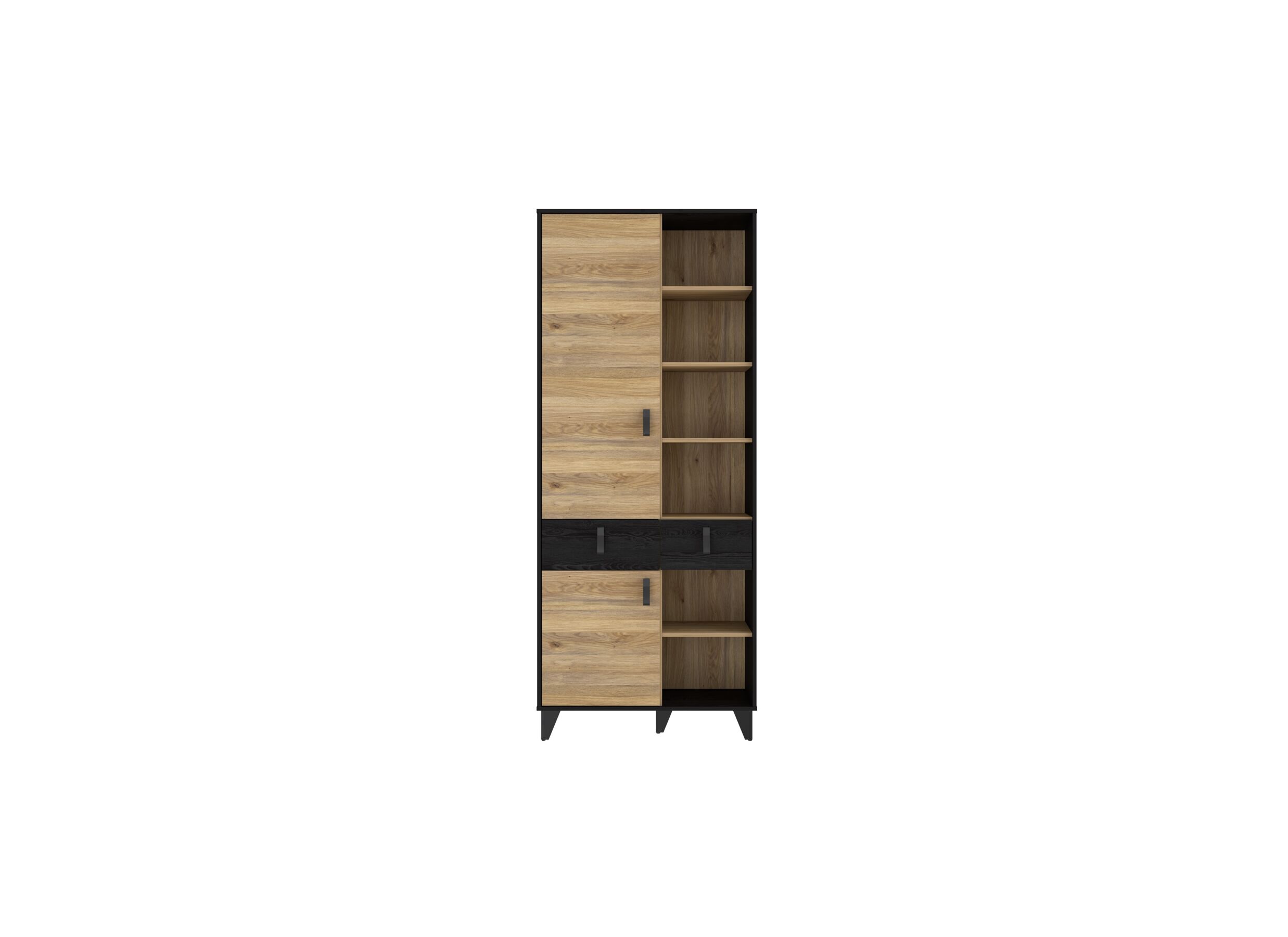 Bibliothèque Lya 83x42x201cm - panneau décor - cabezone oak/mauvella