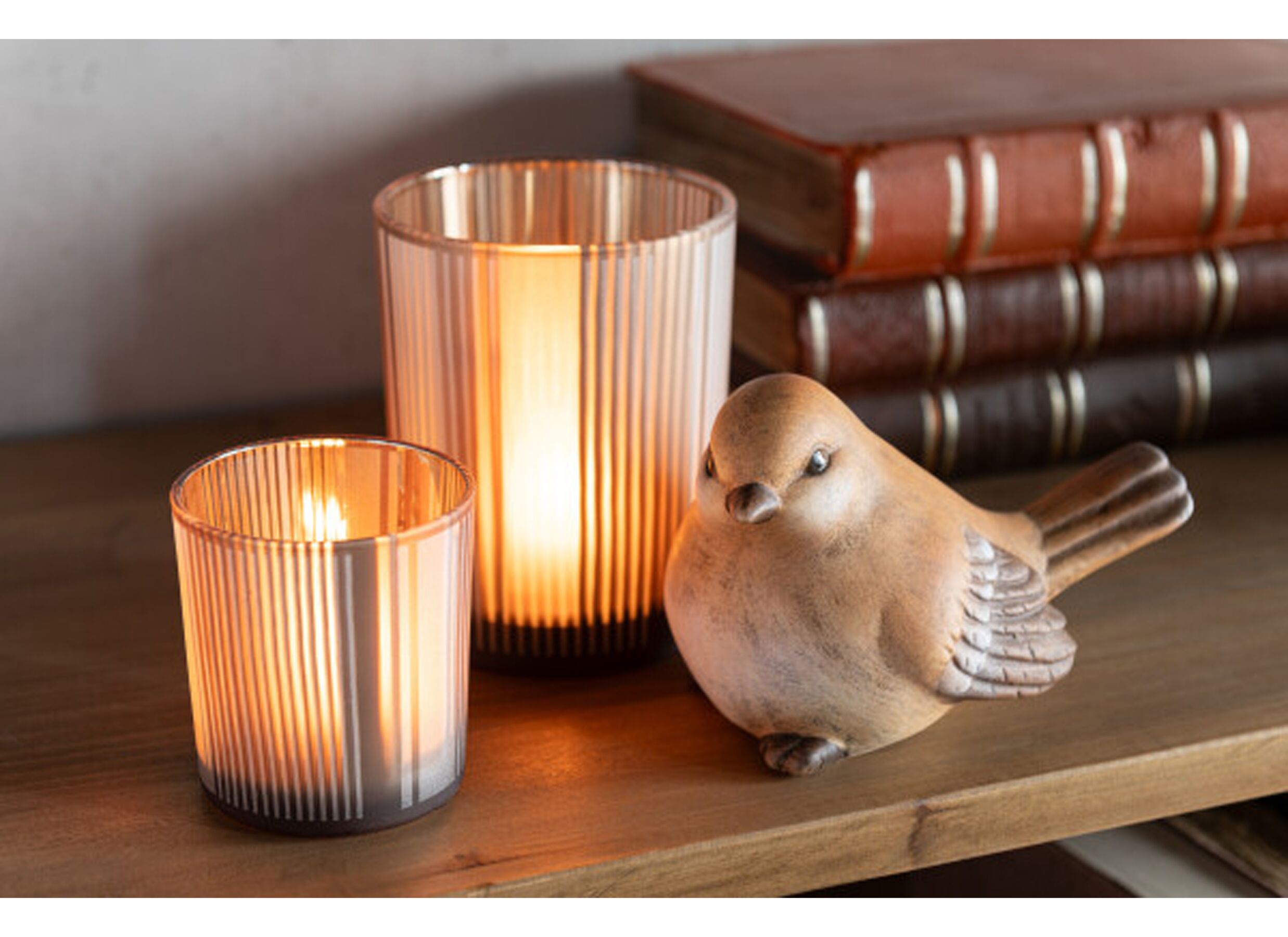 Foto ambiance - Statuette Oiseau H10cm - porcelaine - brun