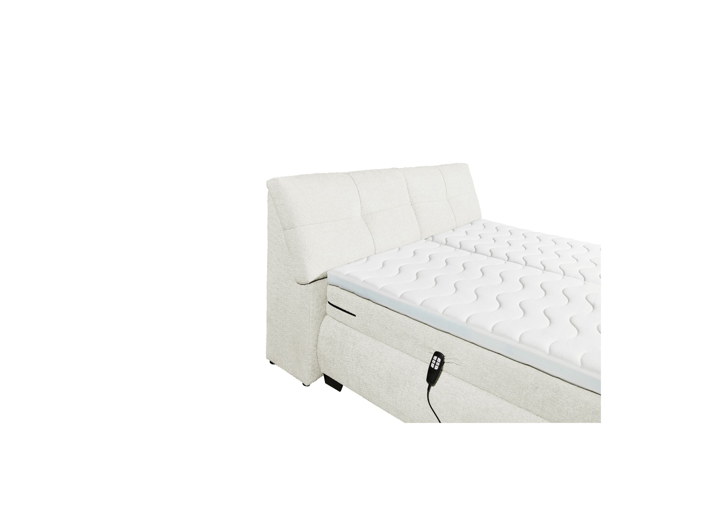 Detailfoto - Boxspring Reynosa 180x200cm - stof - ivoor met opbergruimte & elektrisch