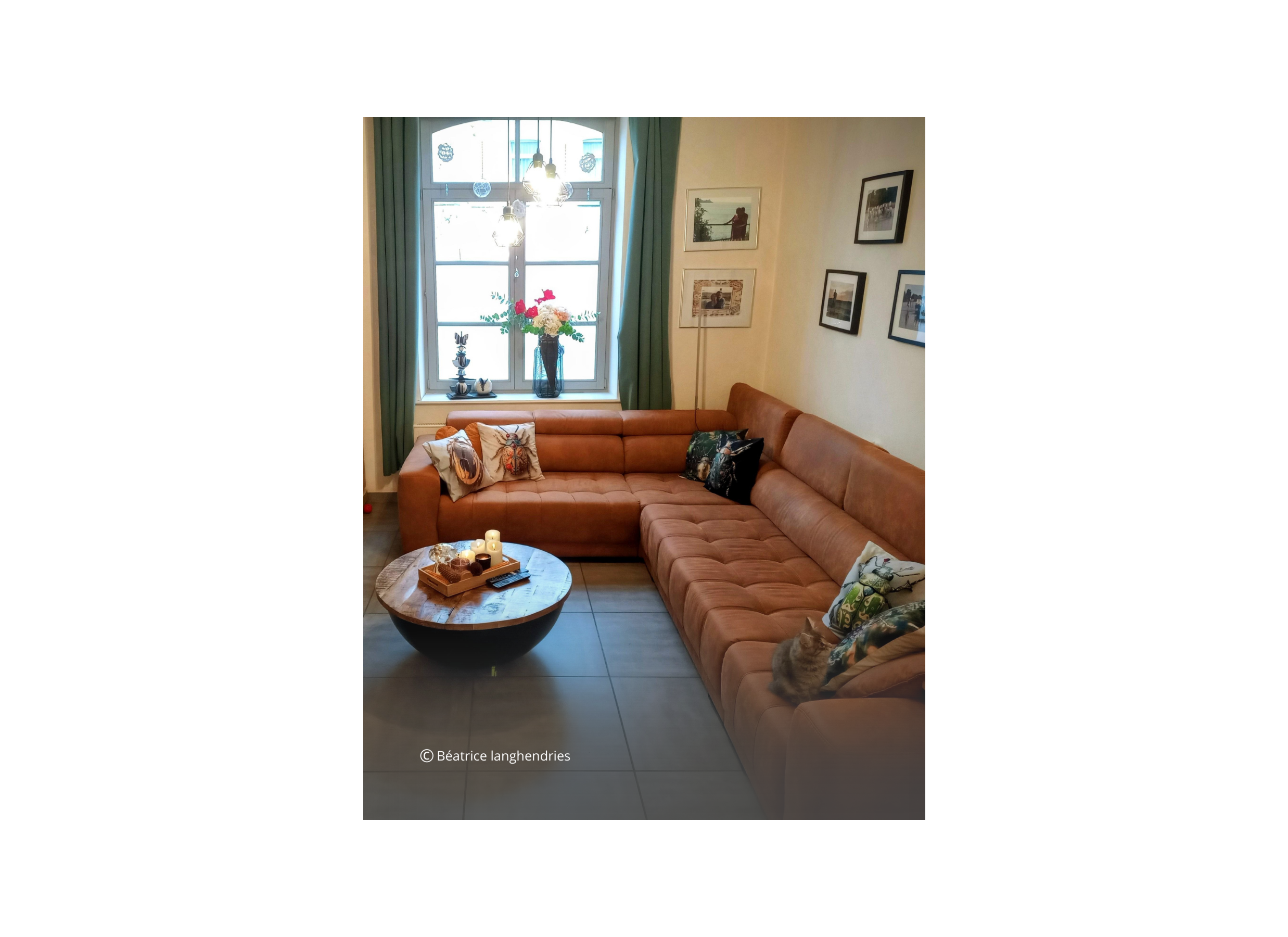 Sfeerfoto - Hoeksalon Rimini 388x224cm - stof - cognac