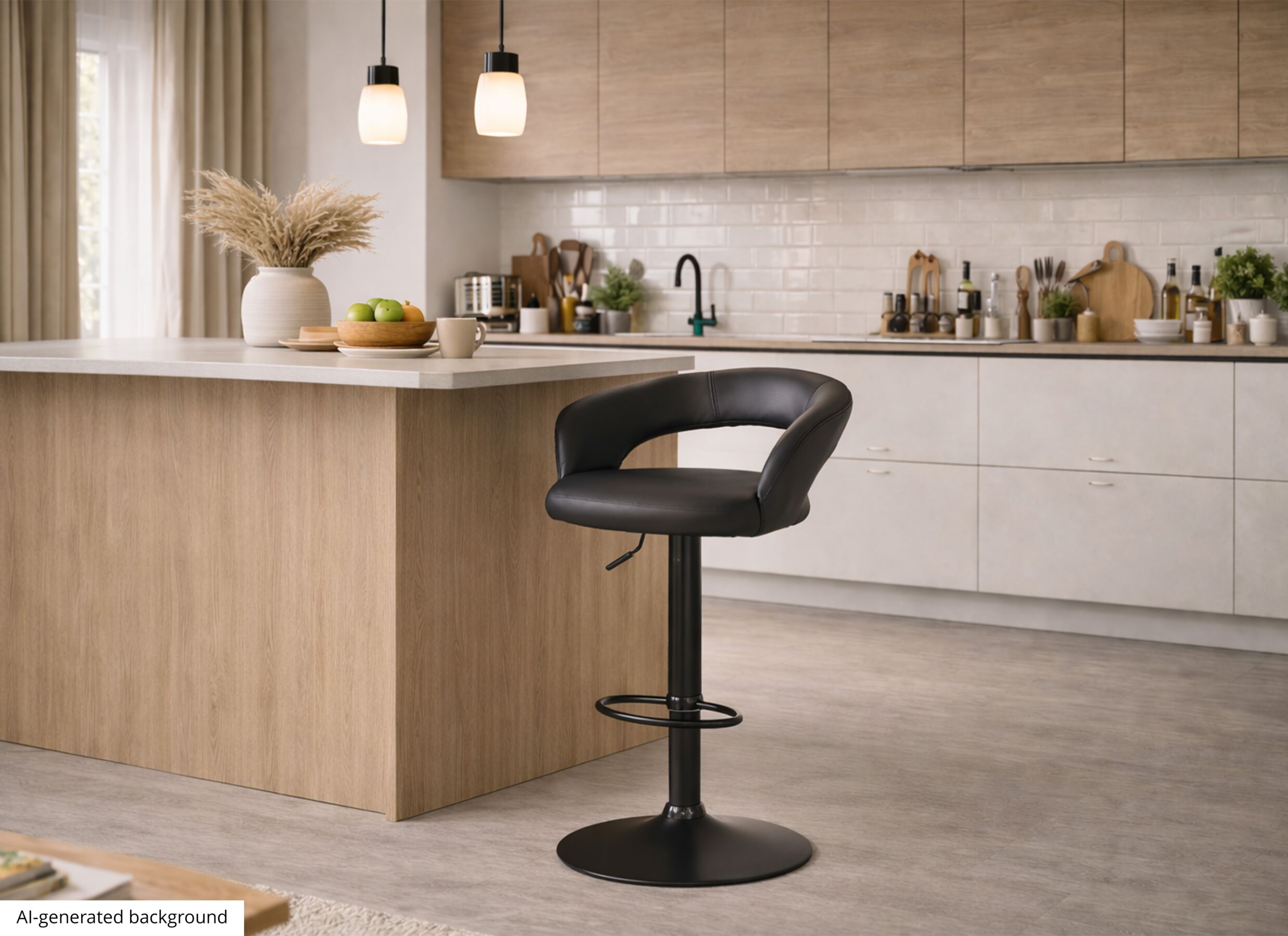 AI Generated - Chaise de bar Zorn similicuir - noir