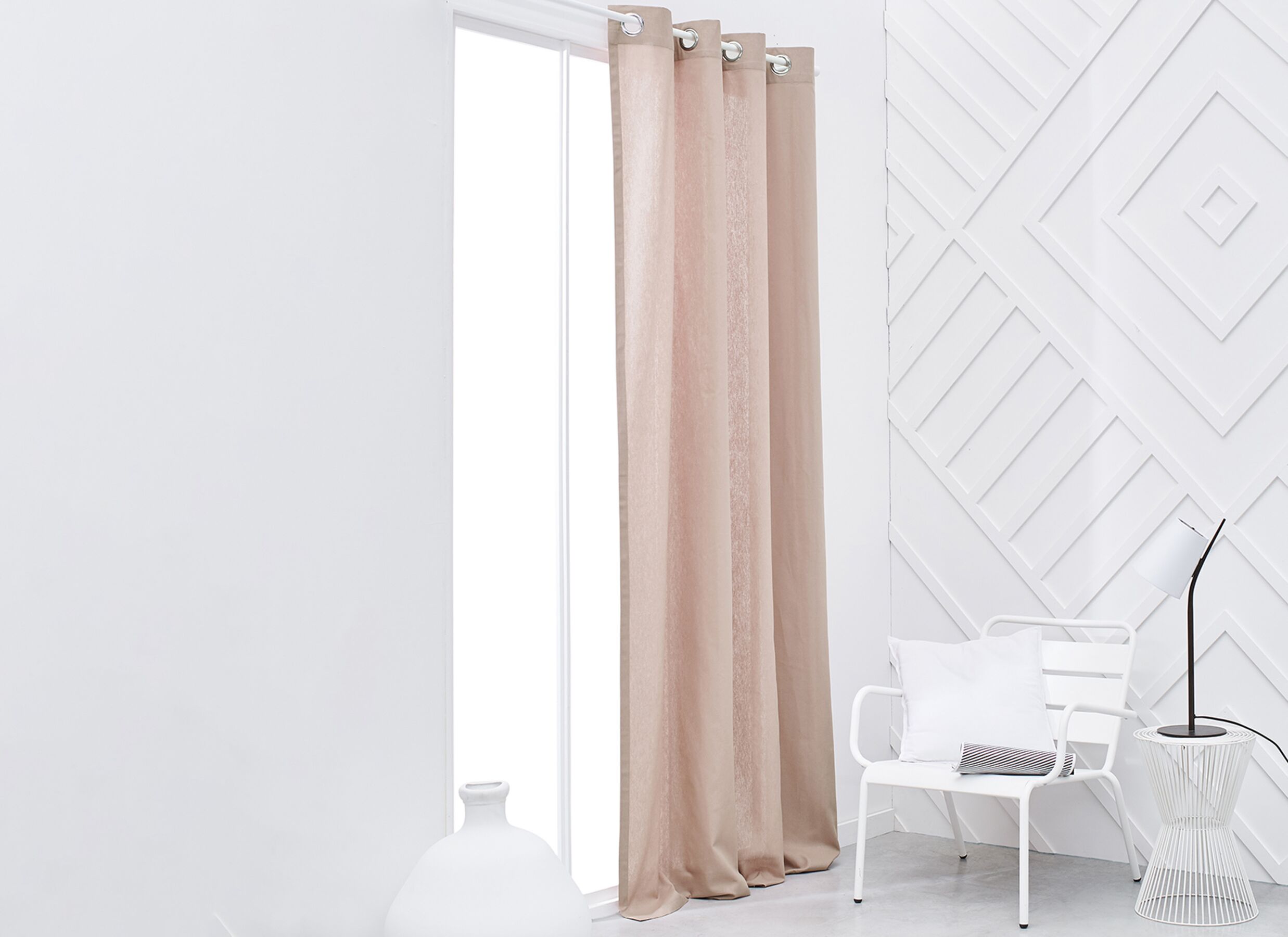 Foto ambiance - Rideau Panama 140x240cm - coton - rose