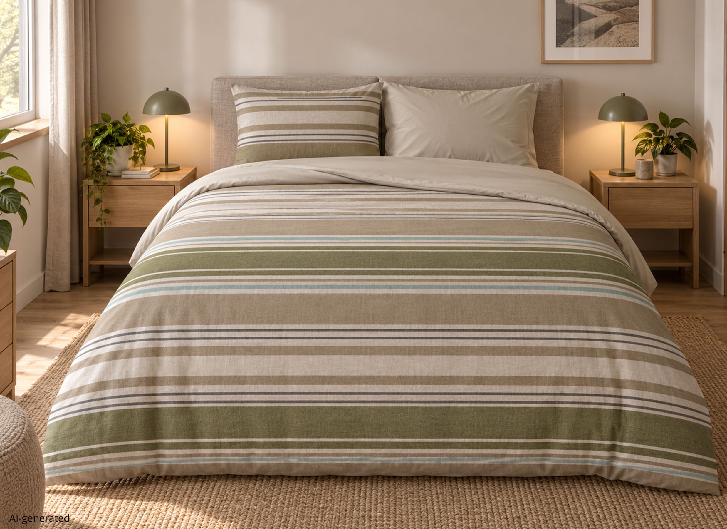 AI Generated - Housse de couette Oxford 240x220cm - flanelle - écru