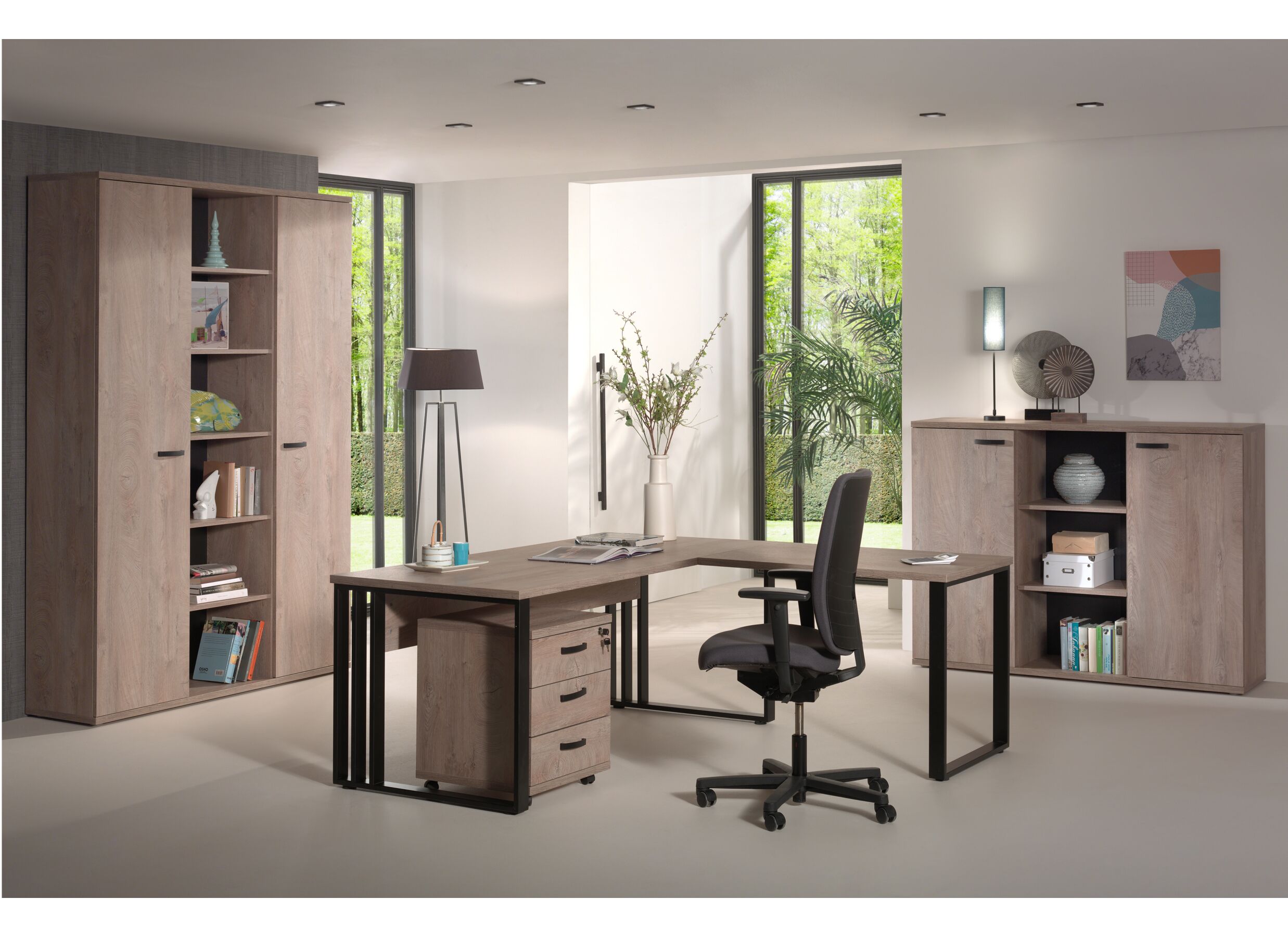 Boekenkast Rio 2 160x40x222cm - melamine - humus eik