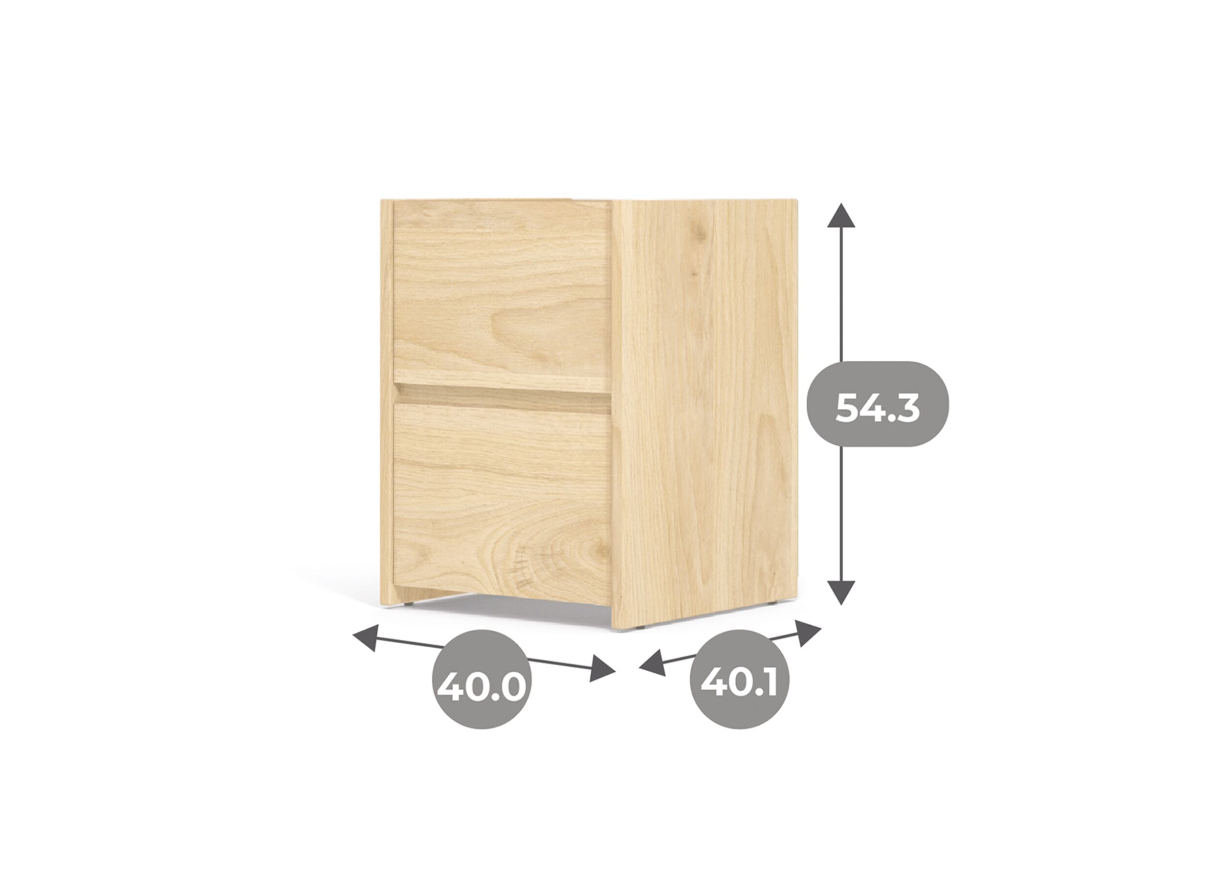 Dimensions - Table de chevet Mosaik 40x40x54cm - décor - hickory