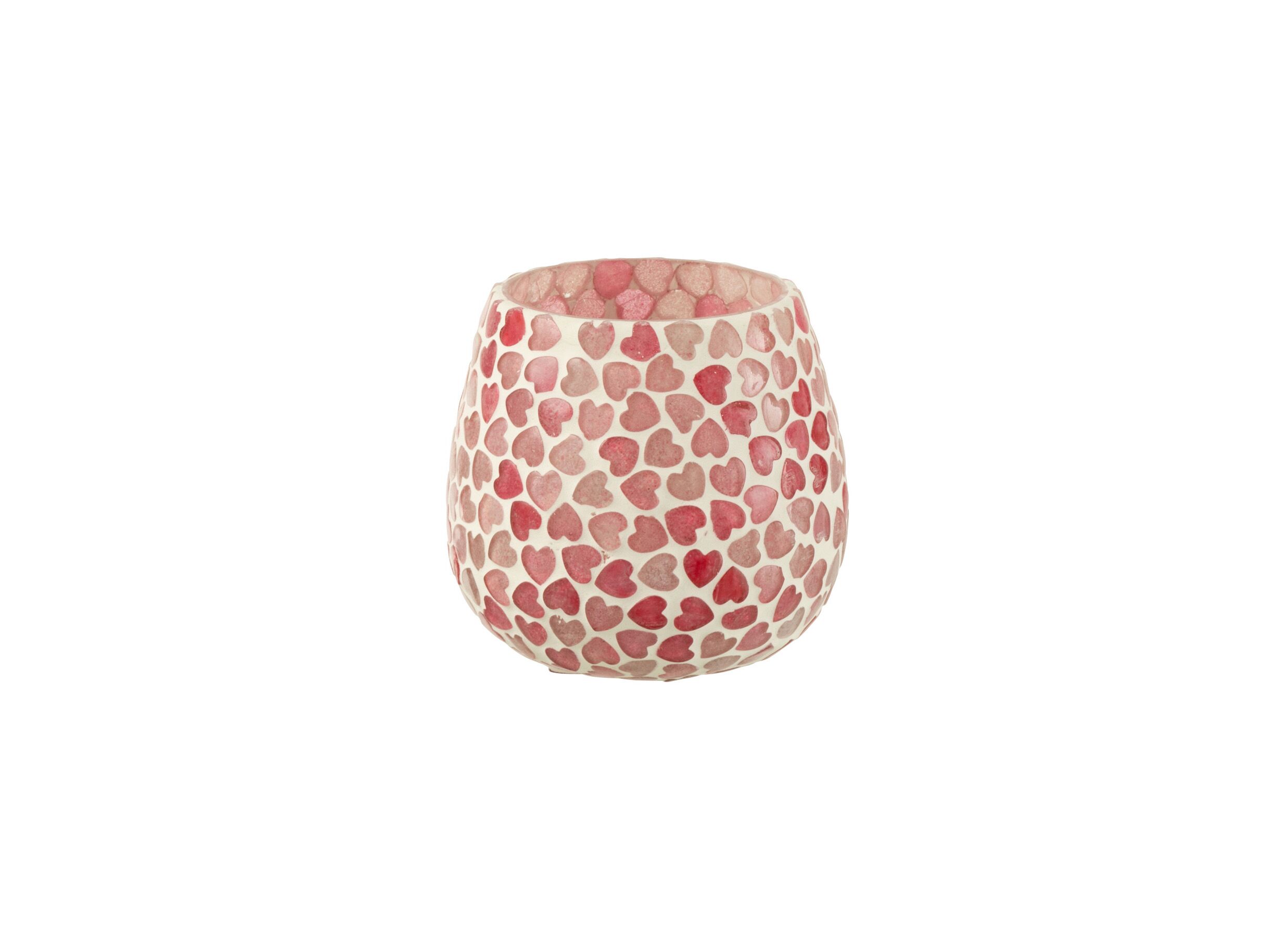 Hoofdfoto - Theelichthouder Hart Ø9x8cm - glas - roze
