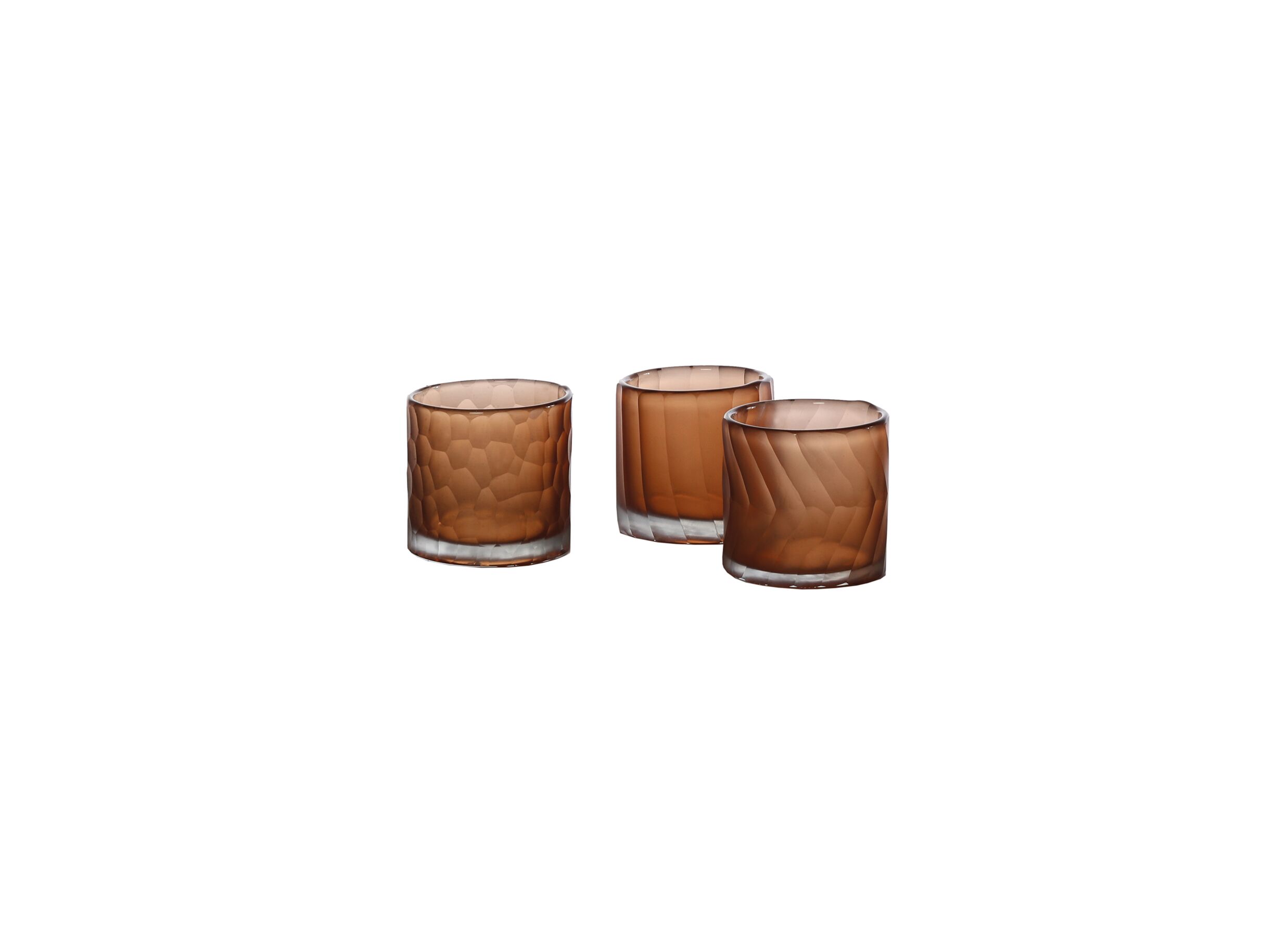 Theelichthouder Cassis Ø7x7cm - glas - bruin - Photophore Cassis Ø7x7cm - verre - brun