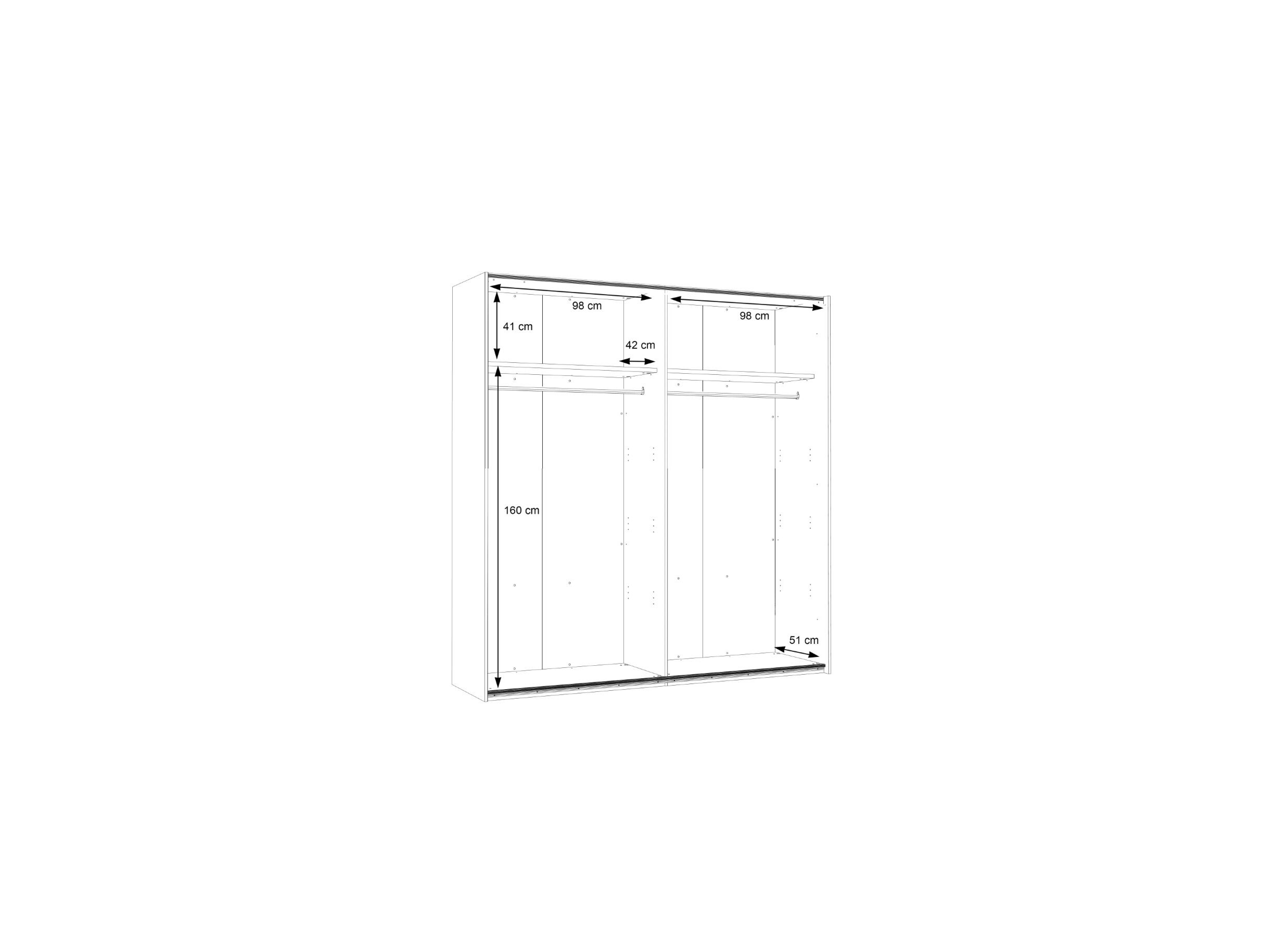 Dimensions - Armoire à portes coulissantes Dalate 200cm - décor - chêne châtaignier/noir mat
