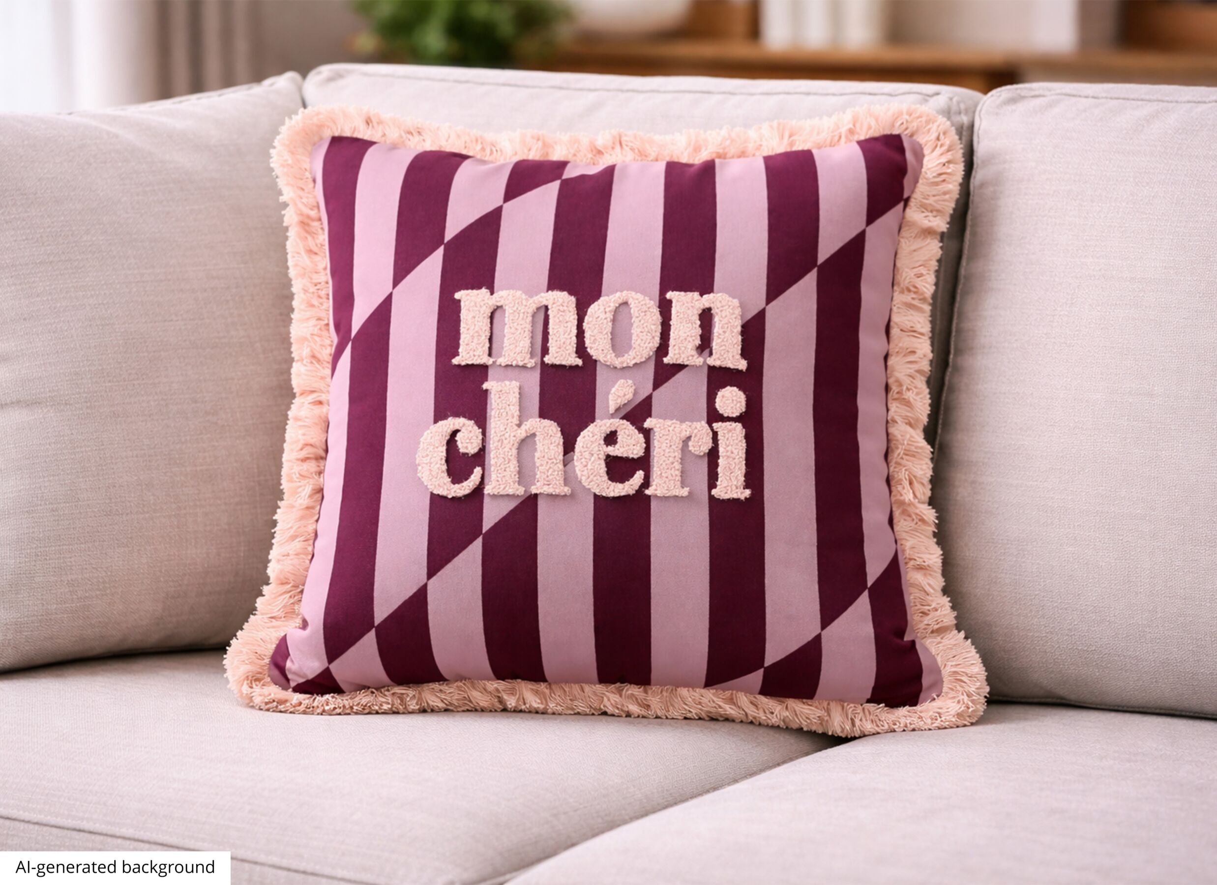 AI Generated - Coussin Cherie 45x45cm - coton - rosebud