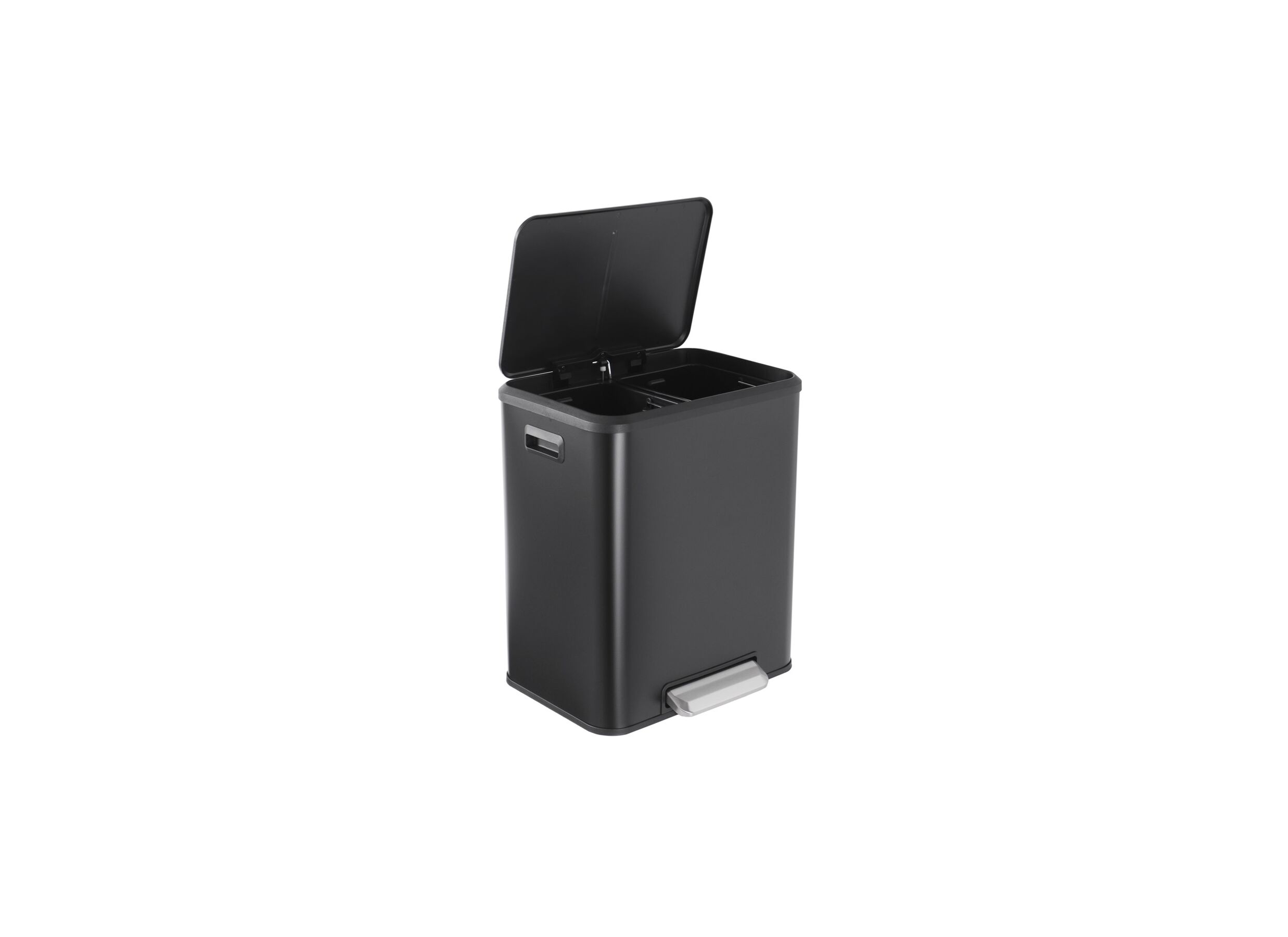 Poubelle à pédale avec compartiment de rangement Drifter 2x15L noir mat