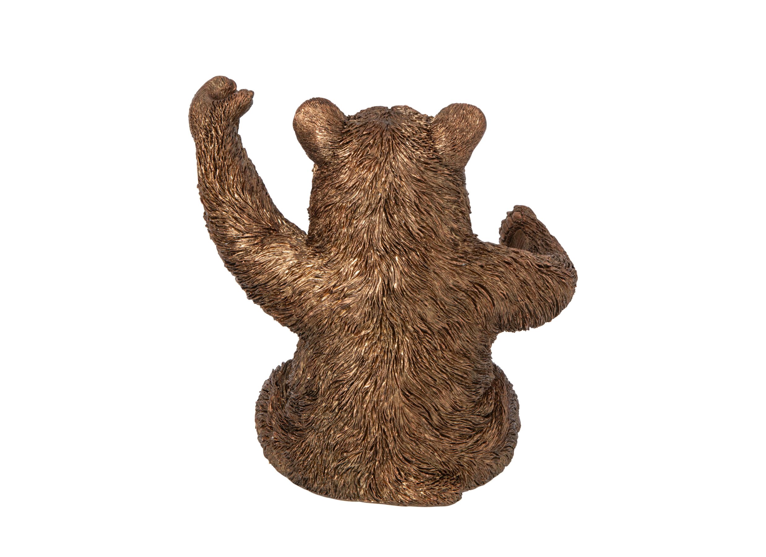 Aperçu - Figurine Ours avec bouteille de vin 22,5x18,5x23,5cm - polyrésine - cuivre